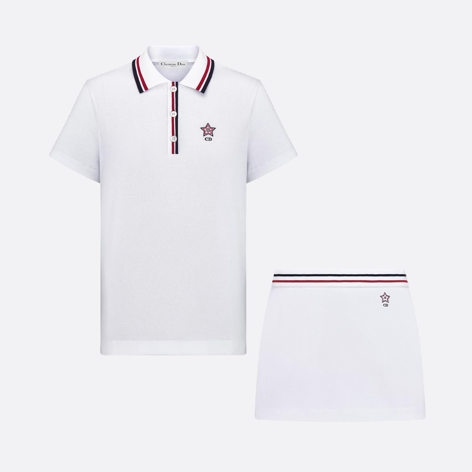 NIGO Dior Vibe Women‘s Summer Button Embroidery Solid Color Polo Shirt Short Sleeve T-Shirt Casual Skirt Set Suit #nigo76542