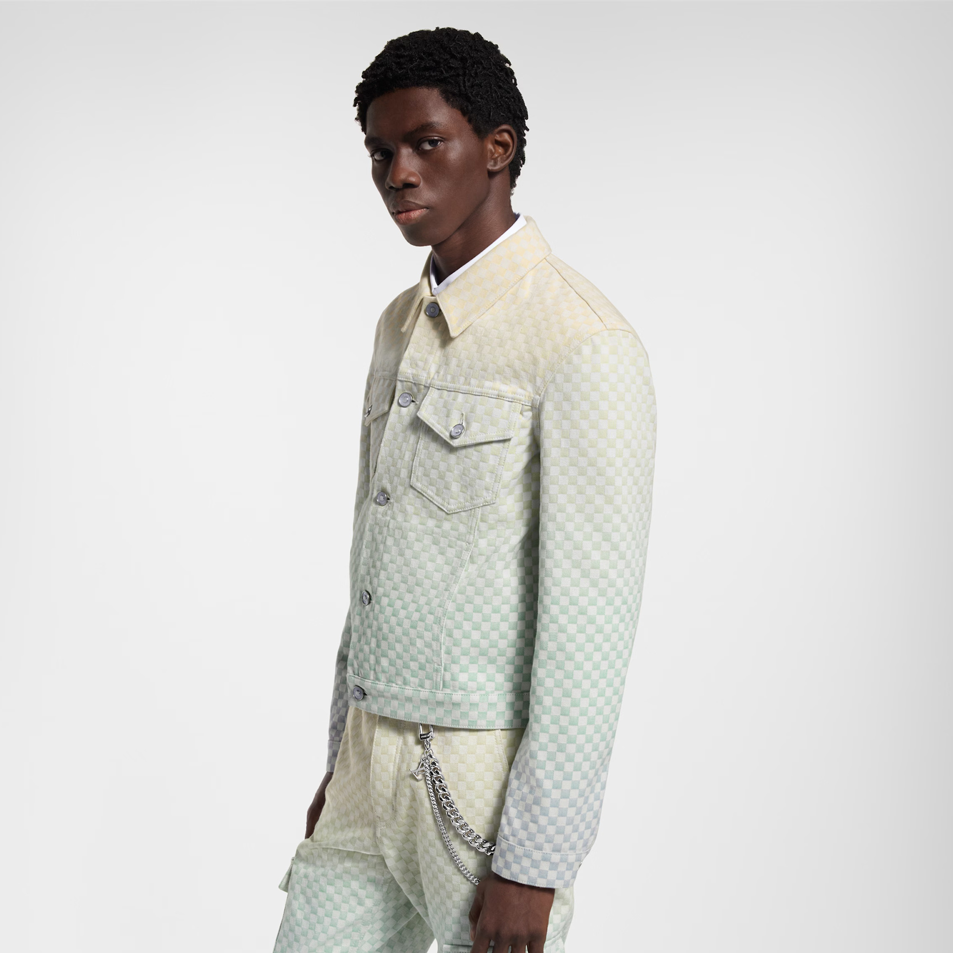 NIGO Louis Vuitton Men's Fall/Winter Gradient Checkerboard Print Single Breasted Denim Long Sleeve Jacket #nigo76538