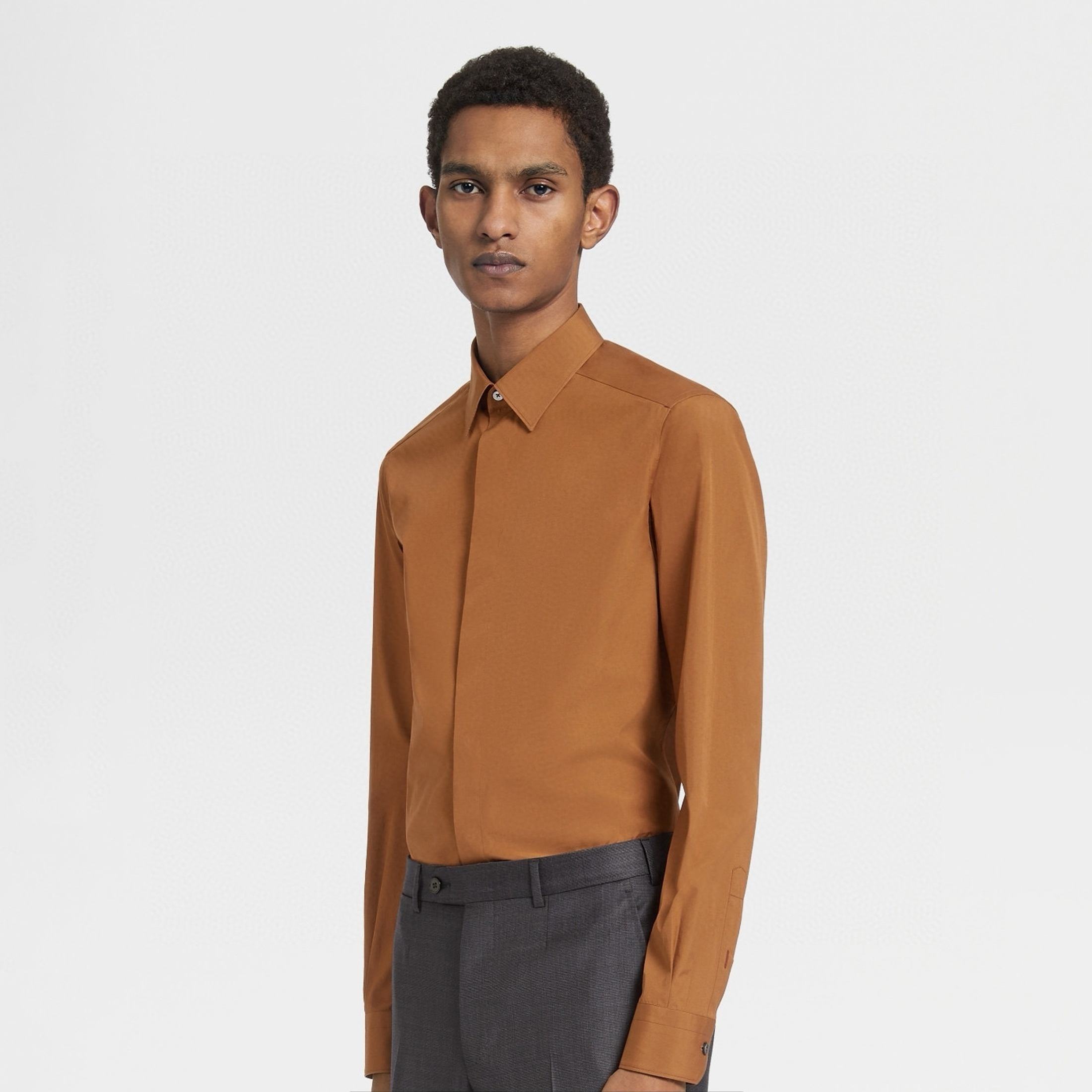 NIGO Ermenegildo Zegna Men's Spring And Summer Cotton Shirt Hidden Buttons Versatile Business Casual Shirt Fashion Single-Breasted Lapel Shirt Ngvp #nigo1497