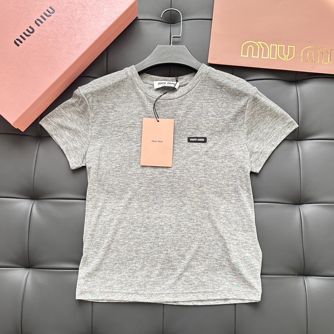 NIGO MiuMiu Women's Summer Solid Color Letter Printed Lightweight Breathable Round Neck Short Sleeve T-Shirt #nigo76544