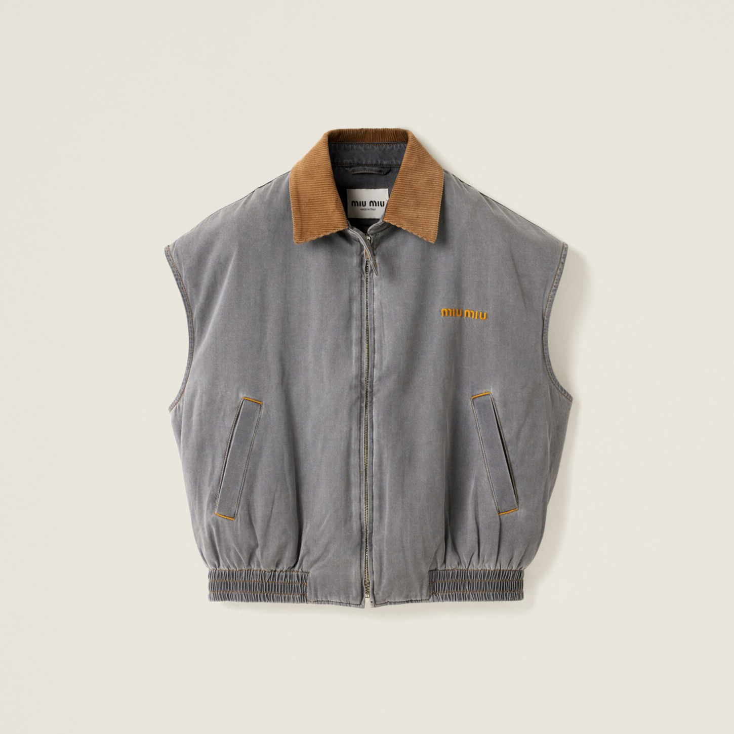 NIGO MiuMiu Women's Fall/Winter Logo Printed Splicing Lapel Zipper Closure Sleeveless Vest Jacket #nigo76536