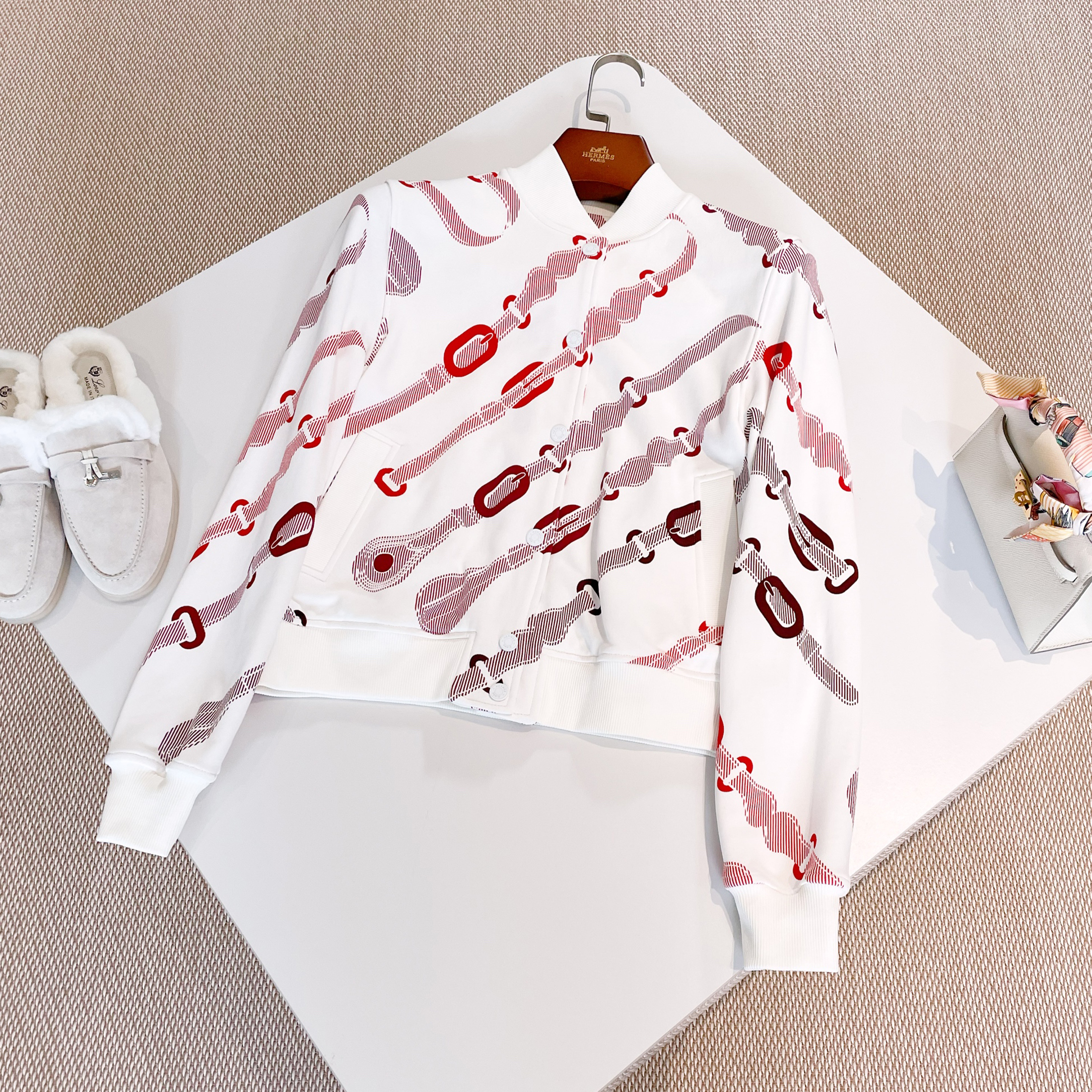 NIGO Hermes ‘Coaching Remix’ Baseball Jacket Women's Printed Fashion Casual Suit Set Temperament Short Jacket Drawstring Halter Mini Skirt Ngvp #nigo1499