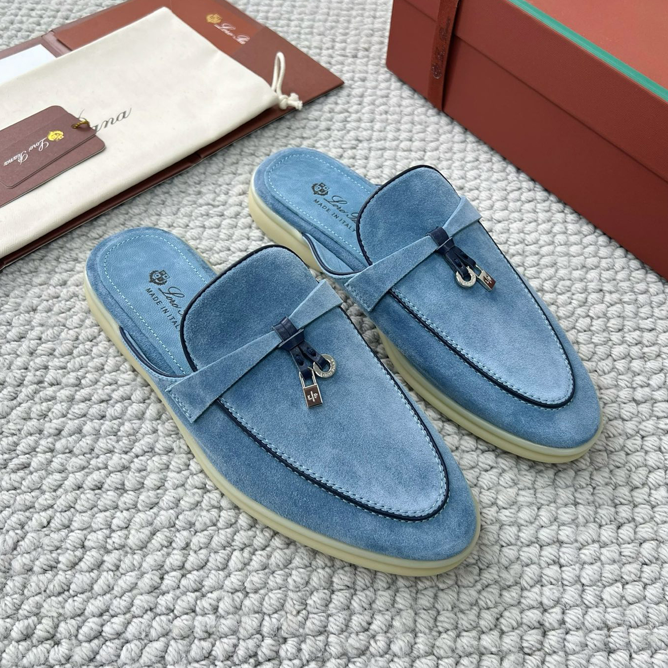 NIGO Loro Piana Women's Summer Solid Color Suede Simple Comfortable Rubber Bottom Baotou Slippers Shoes #nigo76545