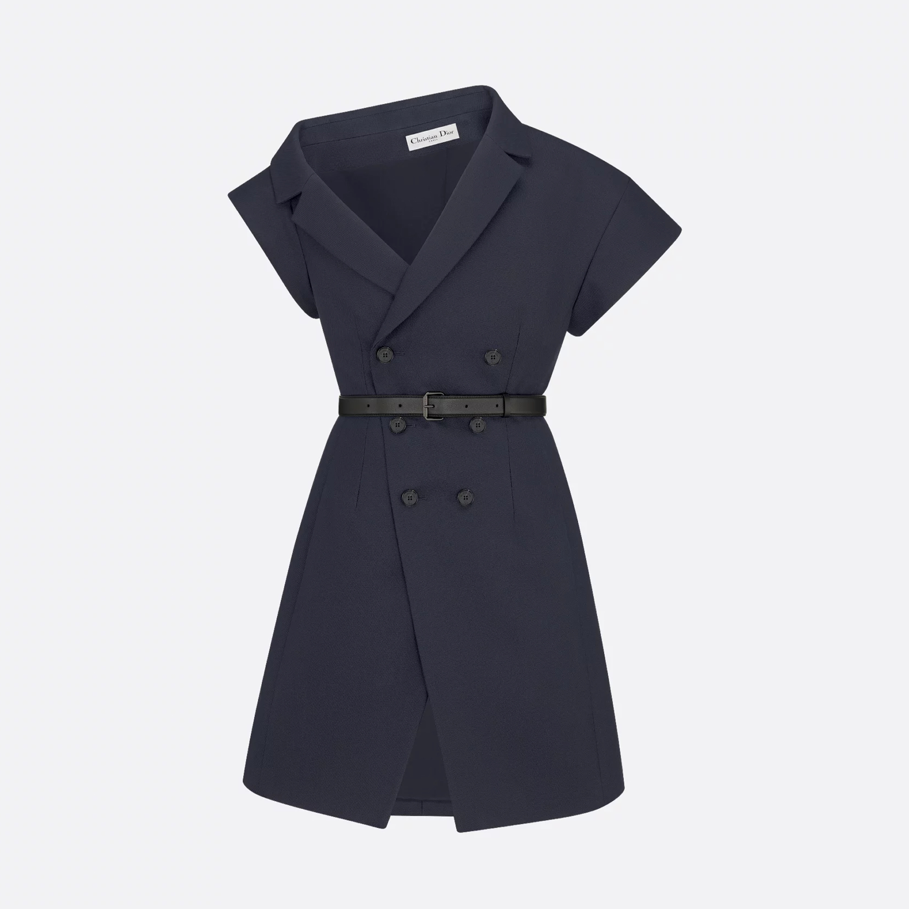NIGO Dior Women's Summer Asymmetric Slant Shoulder Wool And Silk Belt Solid Color Double Breasted Short Dresses Ngvp #nigo1519