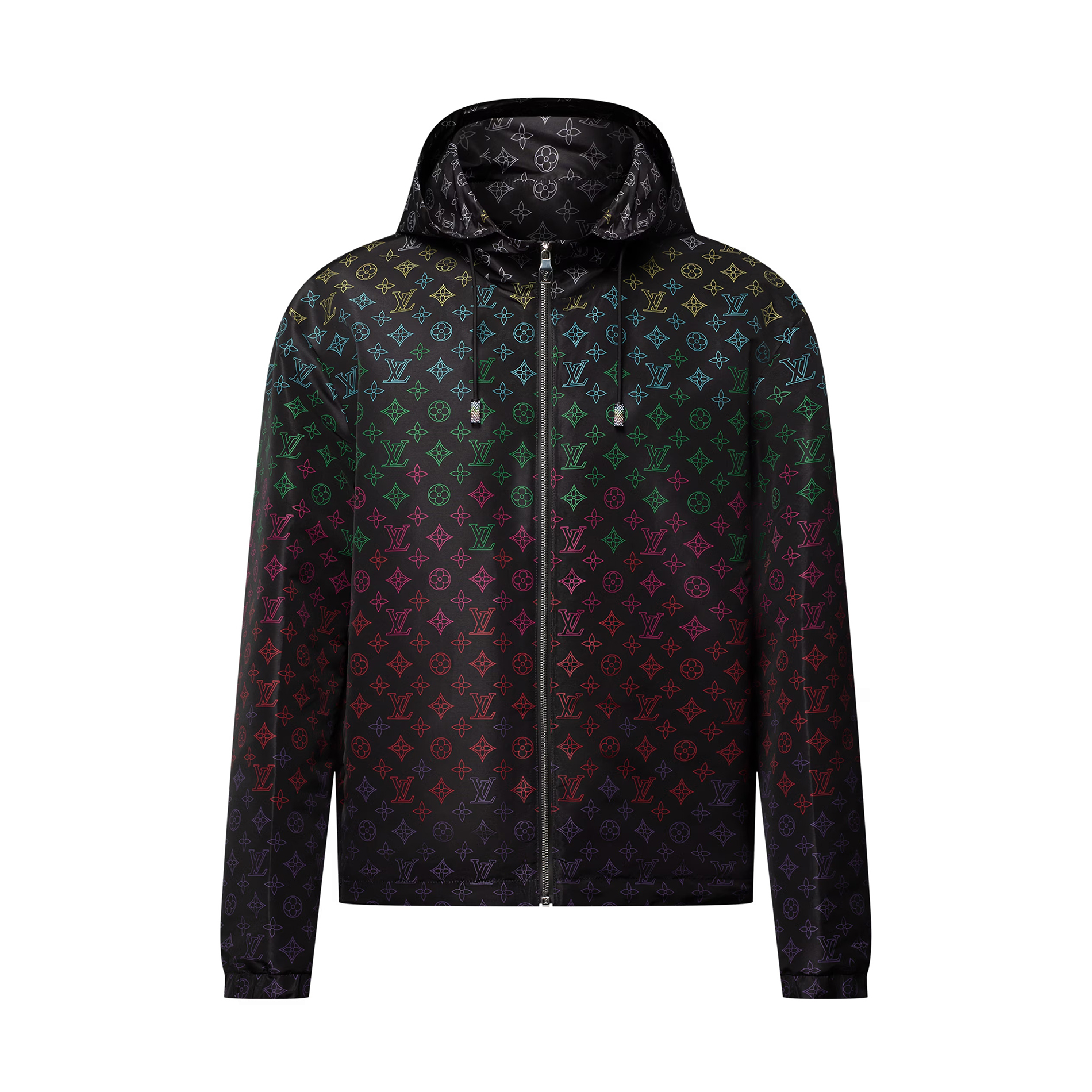 NIGO Louis Vuitton Men's And Women's Spring And Summer Gradient Rainbow Letters Printed Sunscreen Hooded Zipper Long Sleeved Jacket #nigo76558