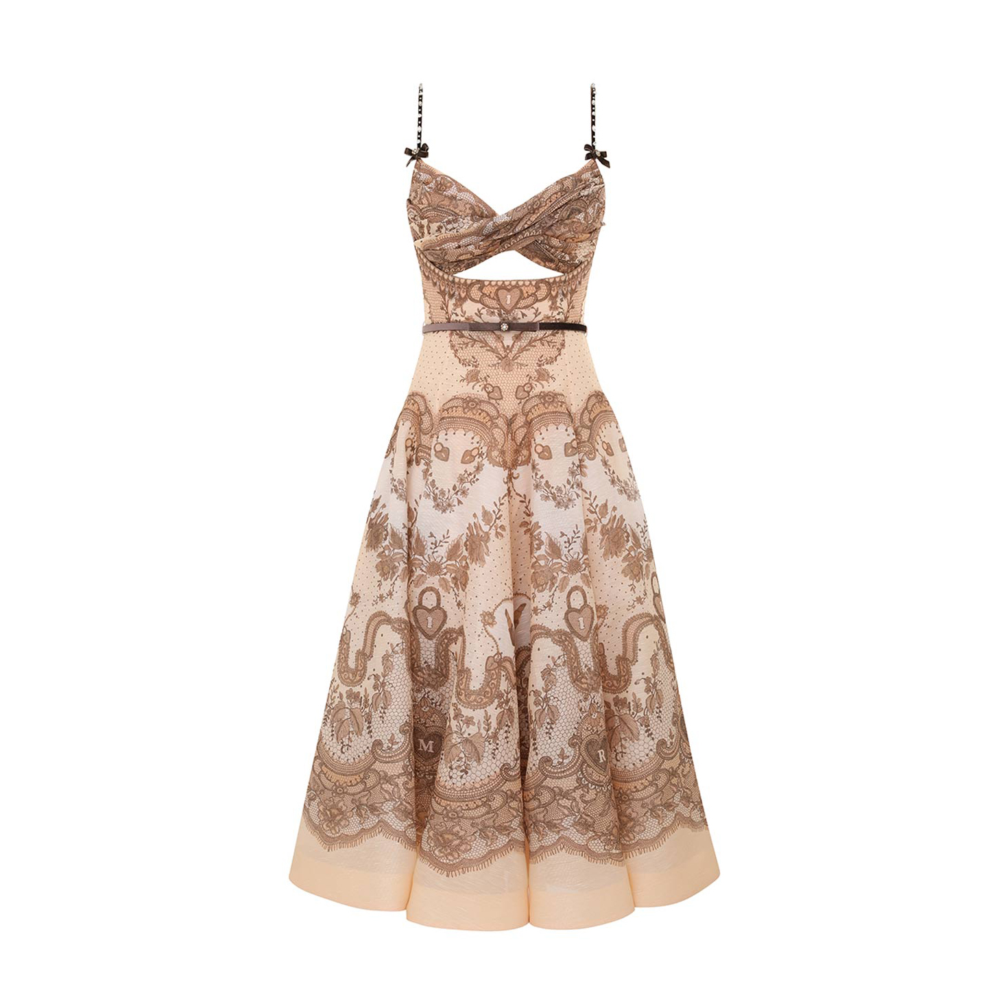 NIGO Zimmermann Women's Summer Solid Color Botanical Floral Pattern Printed Mid-Length Halter Dresses #nigo76554