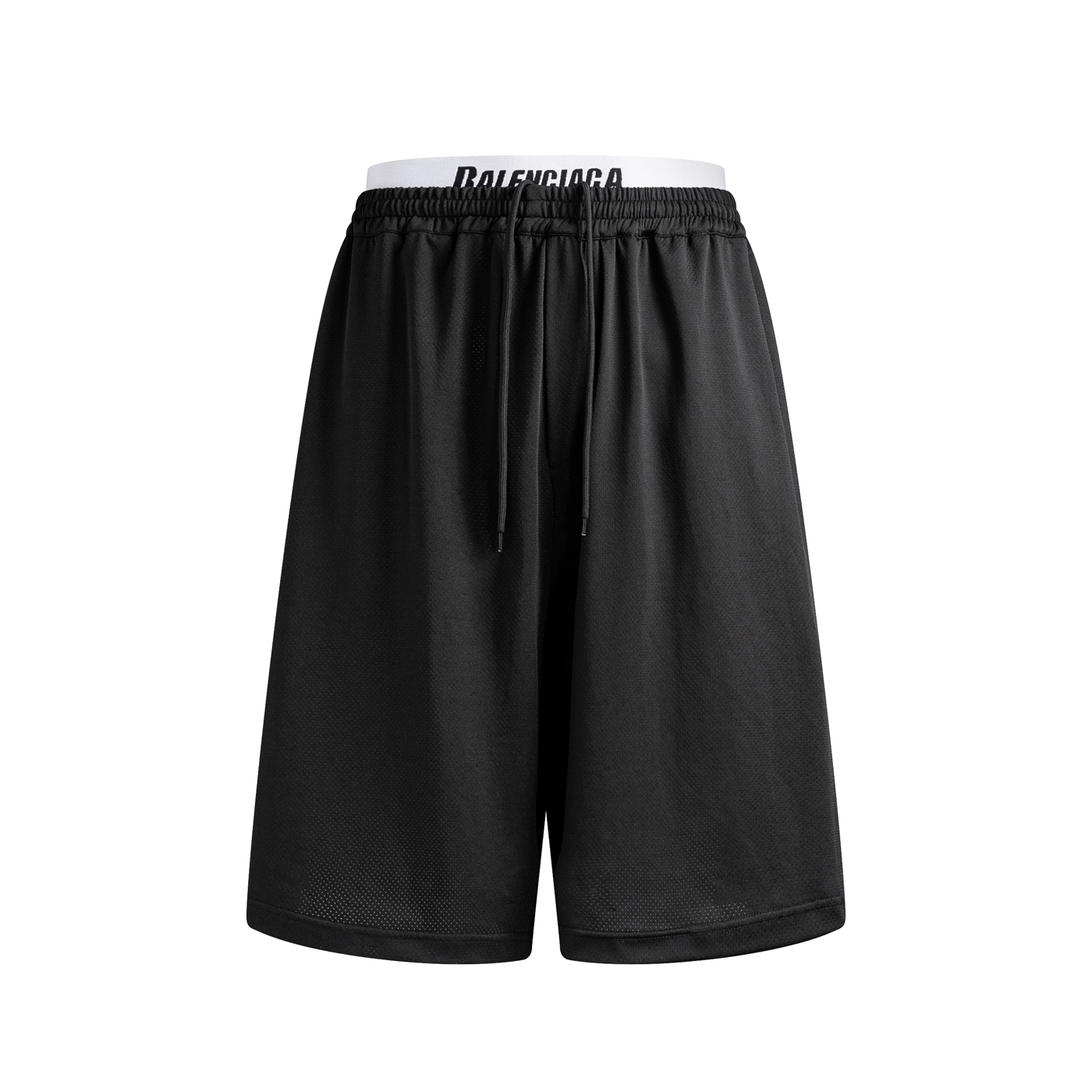 NIGO Balenciaga Men's Summer Solid Color Letter Print Double Waist Fake Two Piece Drawstring Tie Shorts #nigo76571