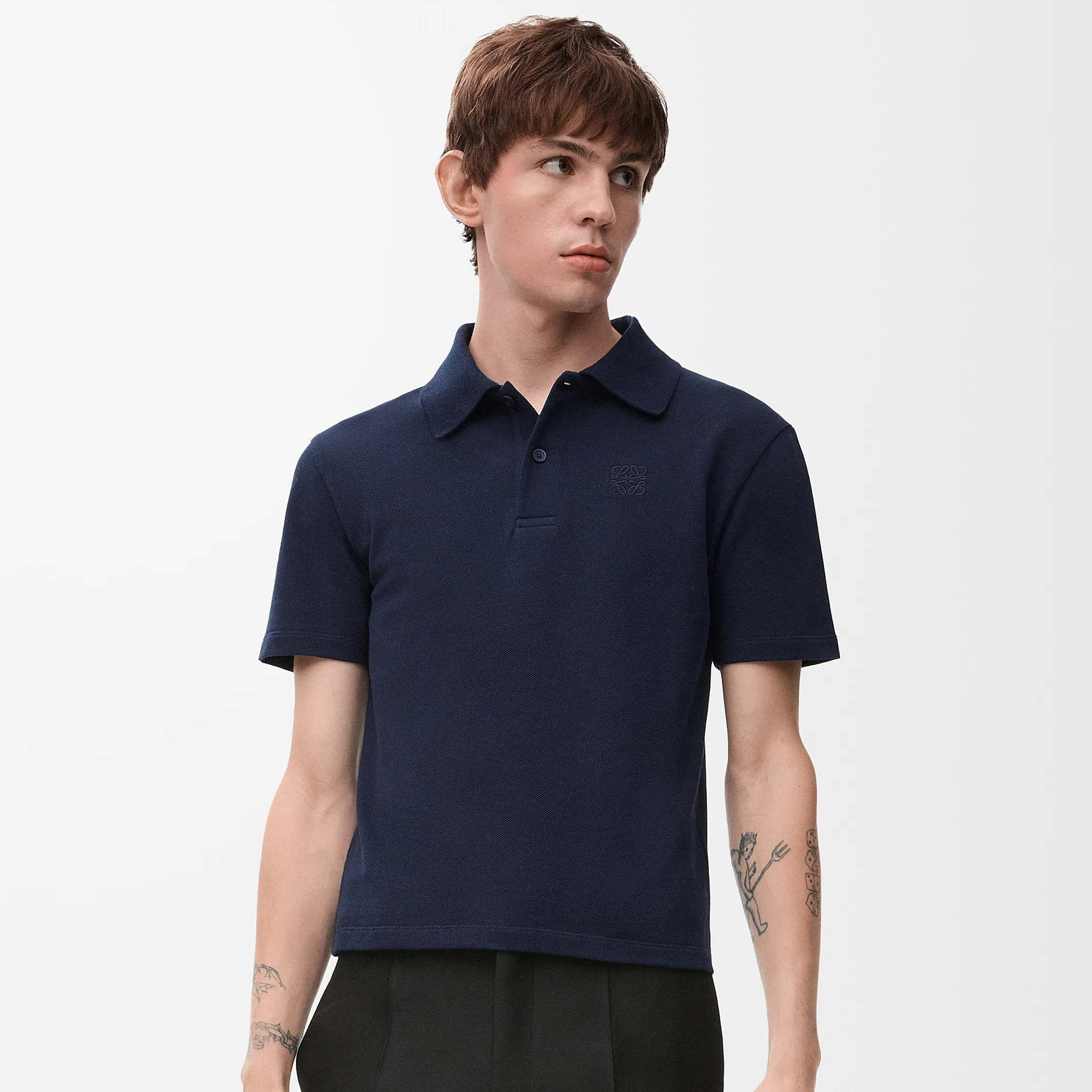 NIGO Loewe Men's Summer Embroidered Logo Printed Solid Color Cotton Polo Neck Short Sleeve T-Shirt #nigo76572