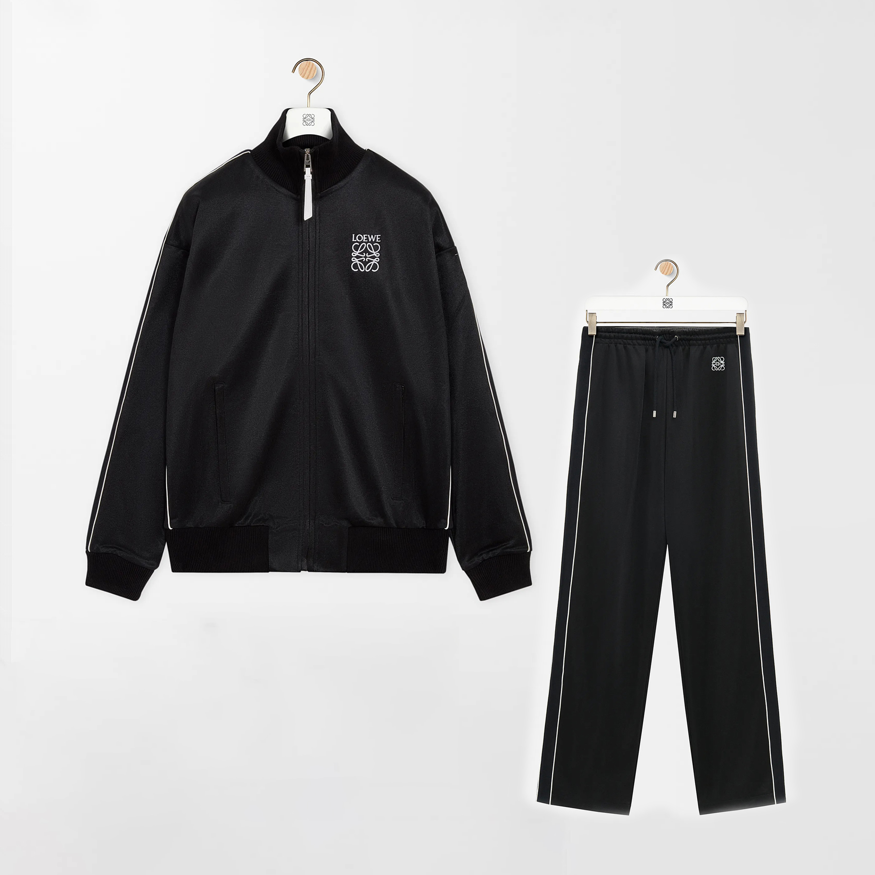 NIGO Loewe Men's Spring and Autumn Solid Color Logo Printed High Collar Loose Long Sleeve Zipper Jacket Drawstring Tie Casual Pants Suit Set #nigo76561