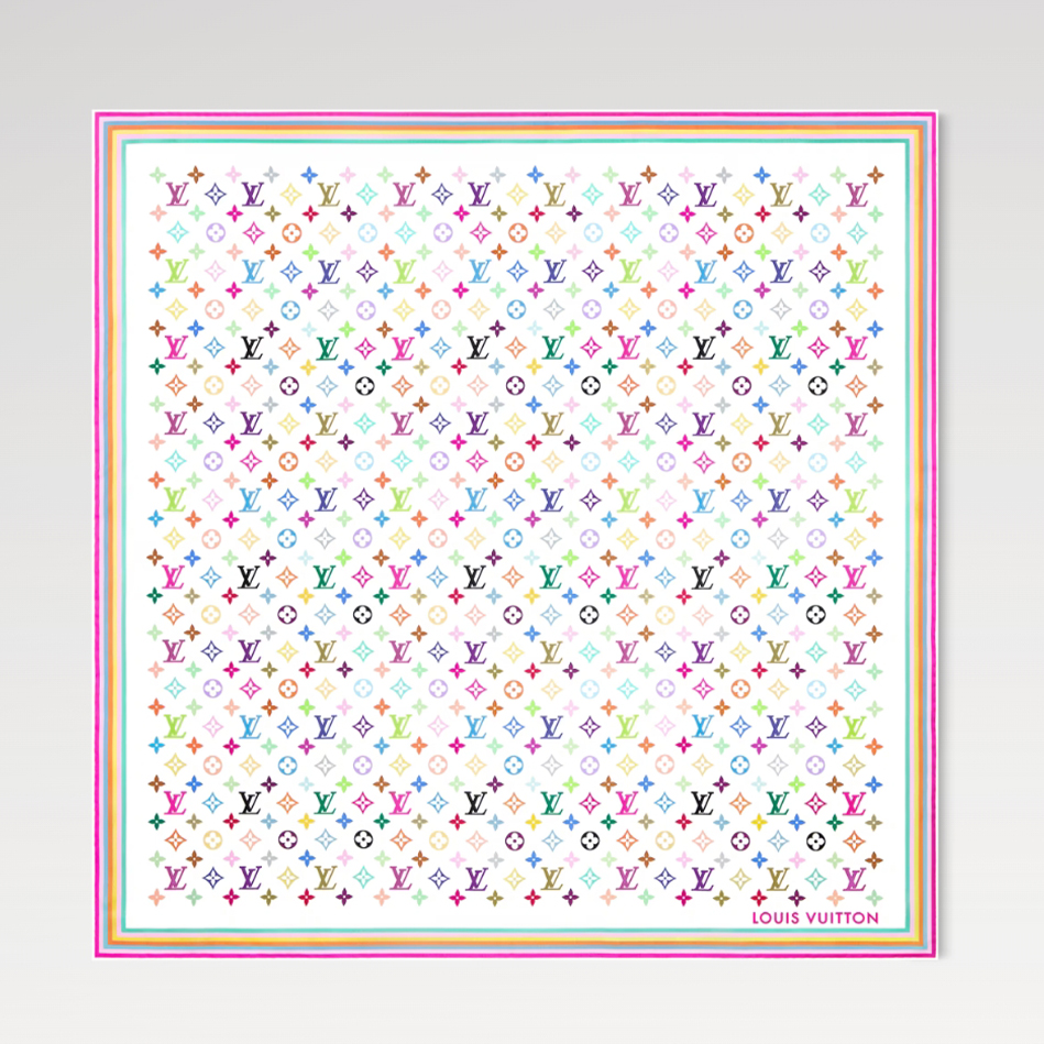 NIGO Louis Vuitton x TM Monogram Multicolor Mini Pattern Women's Fashion Silk Scarf Square 90 Jewelry Accessories #nigo81173