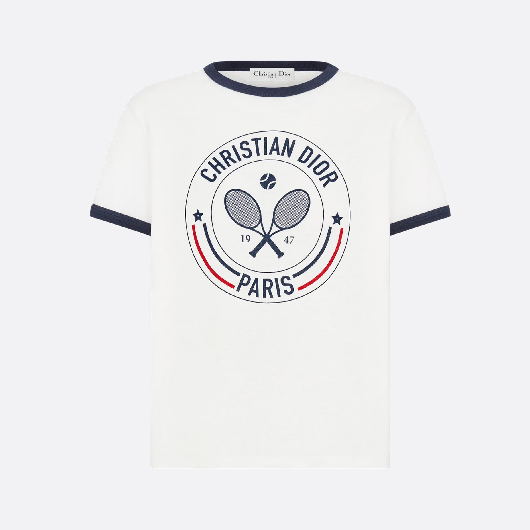 NIGO Dior Women's Dior Vibe T-Shirt Summer Tennis Print Colorblocked Knit Cotton Top #nigo81183