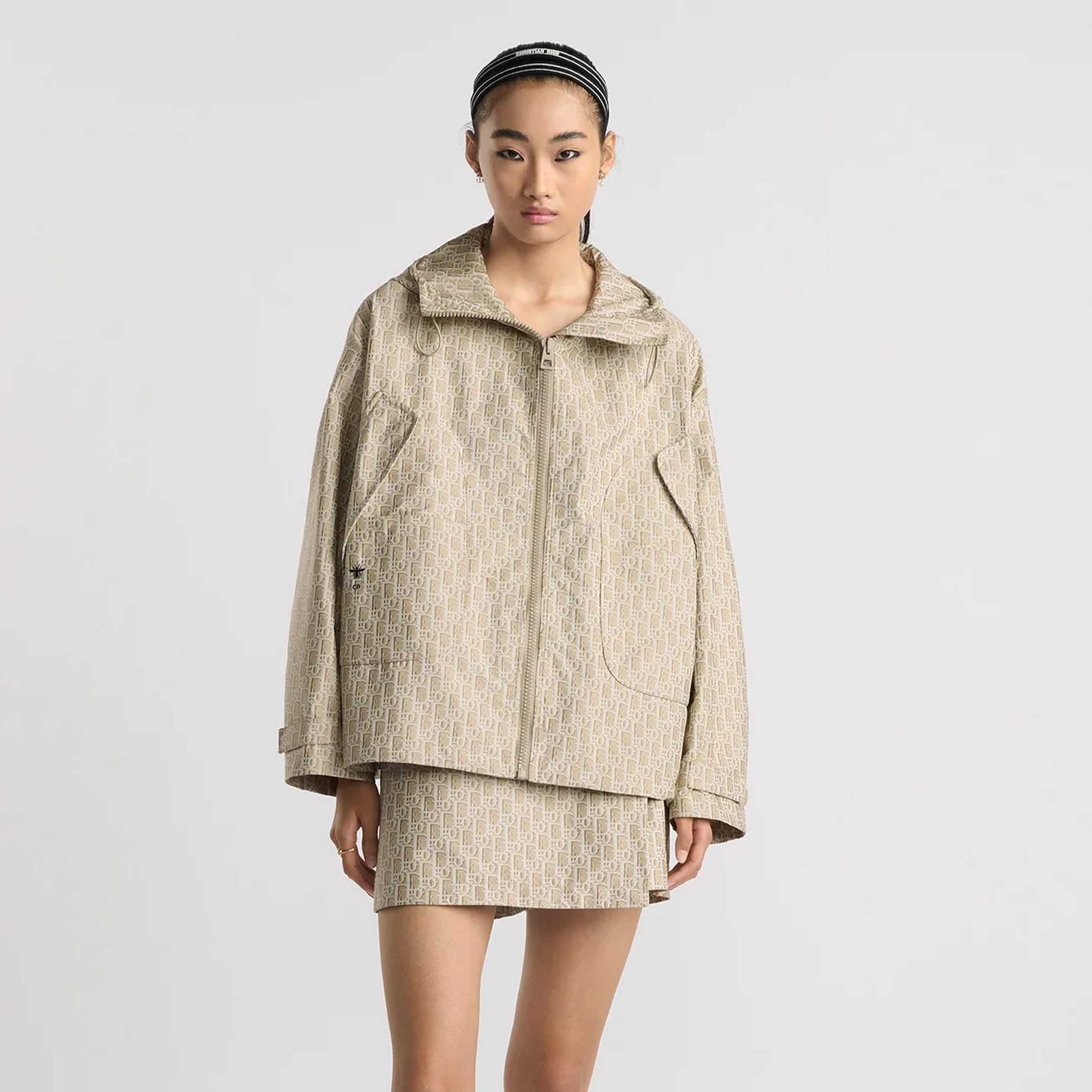 NIGO Dior Women's Logo Printed Waist Button Spring And Autumn Casual Solid Color Loose Cropped Hooded Jacket Jacquard Short Skirt Casual Skort #nigo81177