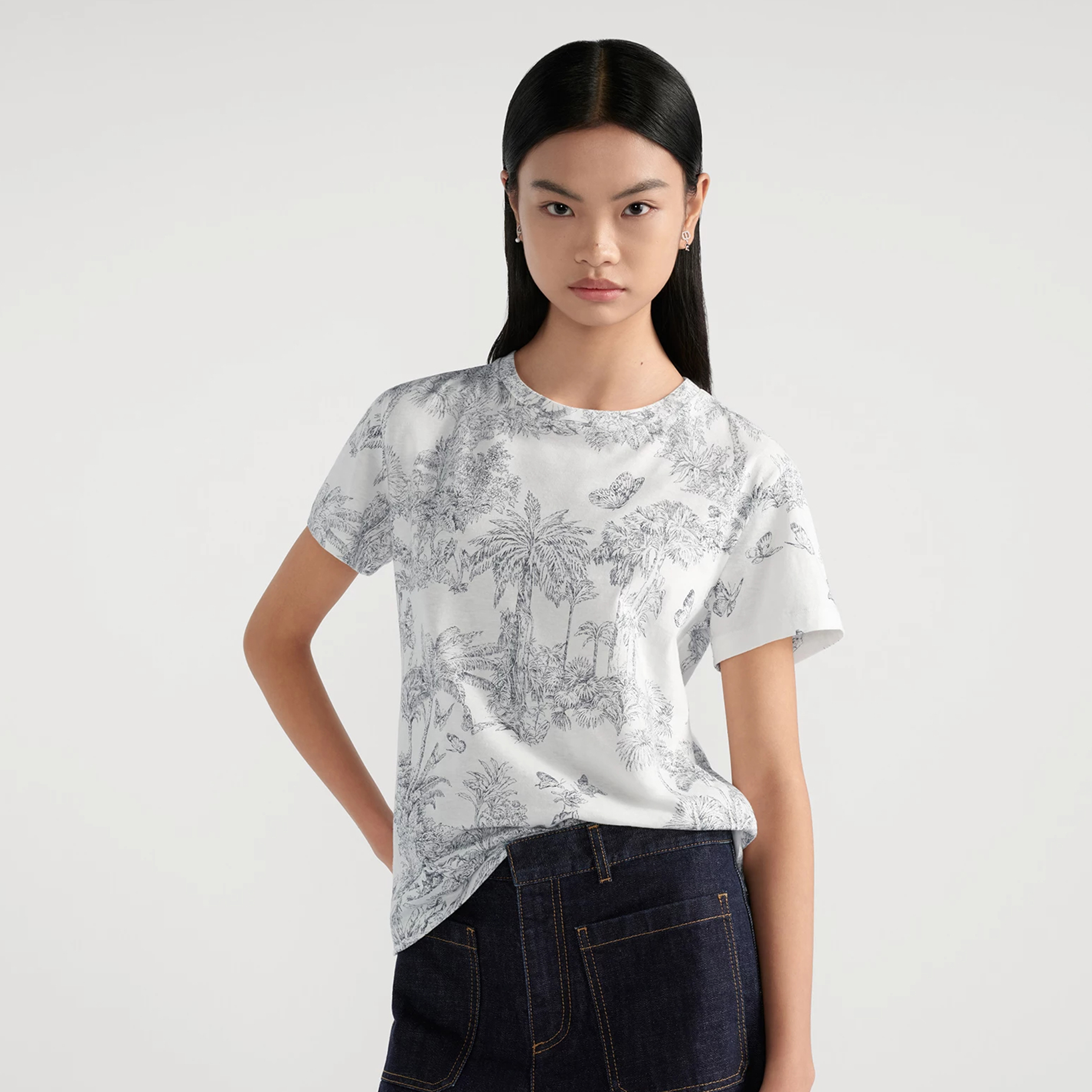 NIGO Dior Women's Dioriviera Printed Knit Cotton Short Sleeve Solid Color Round Neck Summer T-Shirt #nigo81181