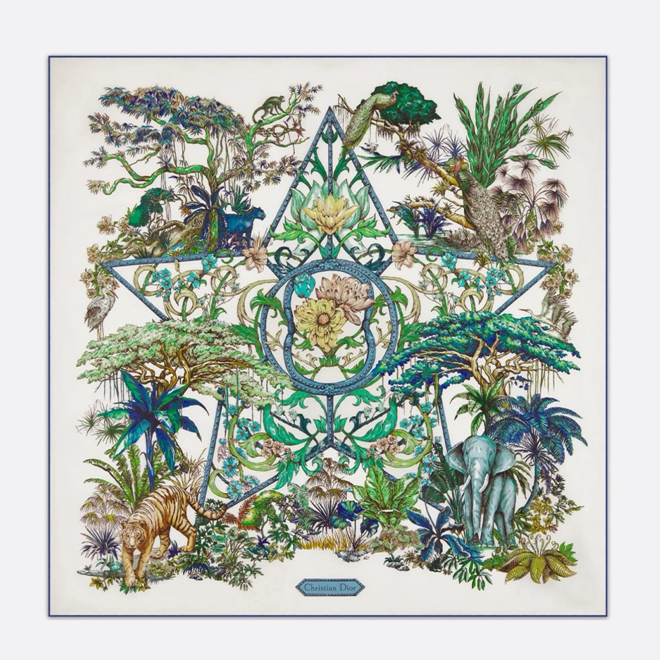 NIGO Dior Women's Colorblocked Floral Printed Silk Square Scarf Jewelry Accessories #nigo81178