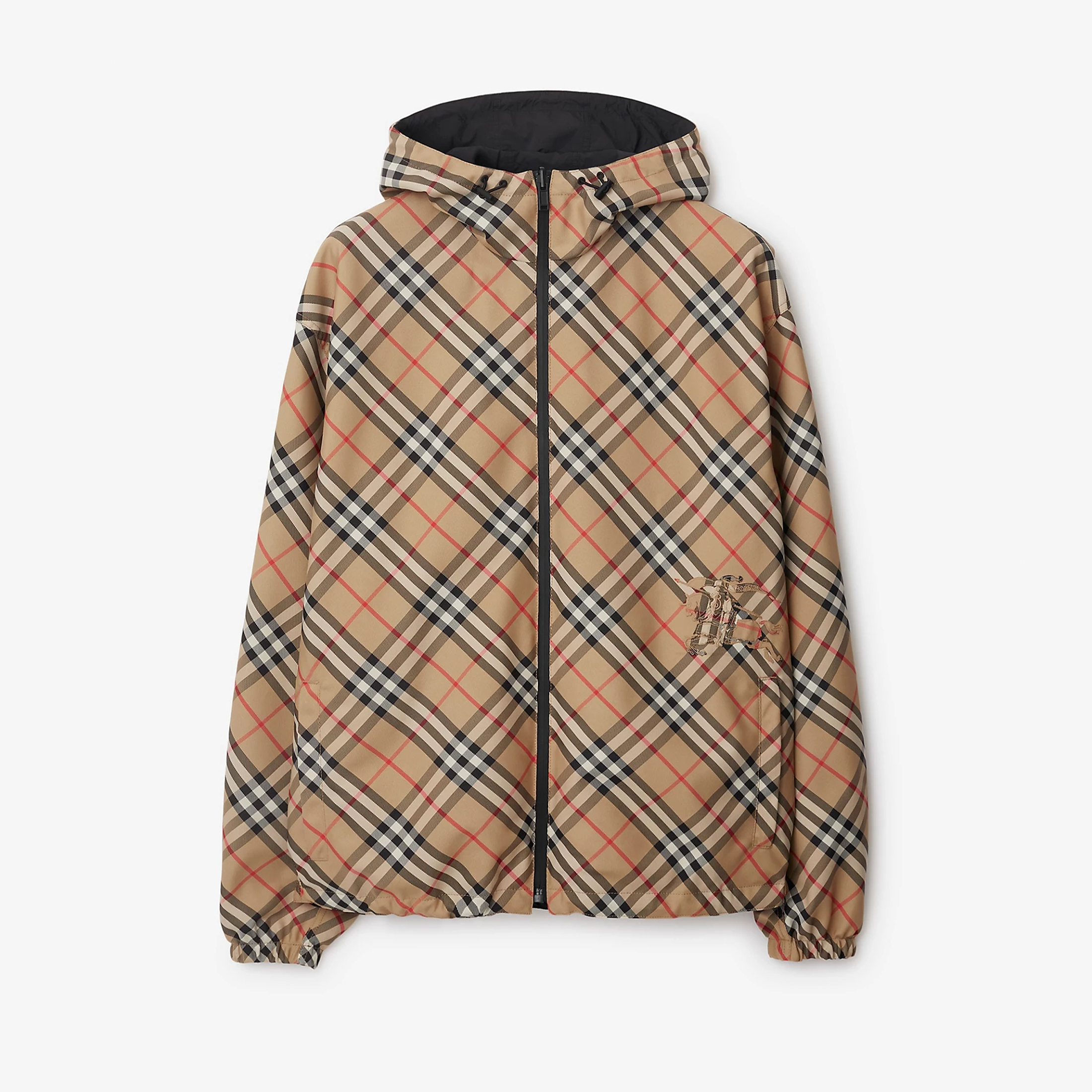 NIGO Burberry Men's Spring & Autumn Reversible Two Wear Plaid Jacket Equestrian Rider Logo Classic Drawstring Hooded Jacket #nigo81224