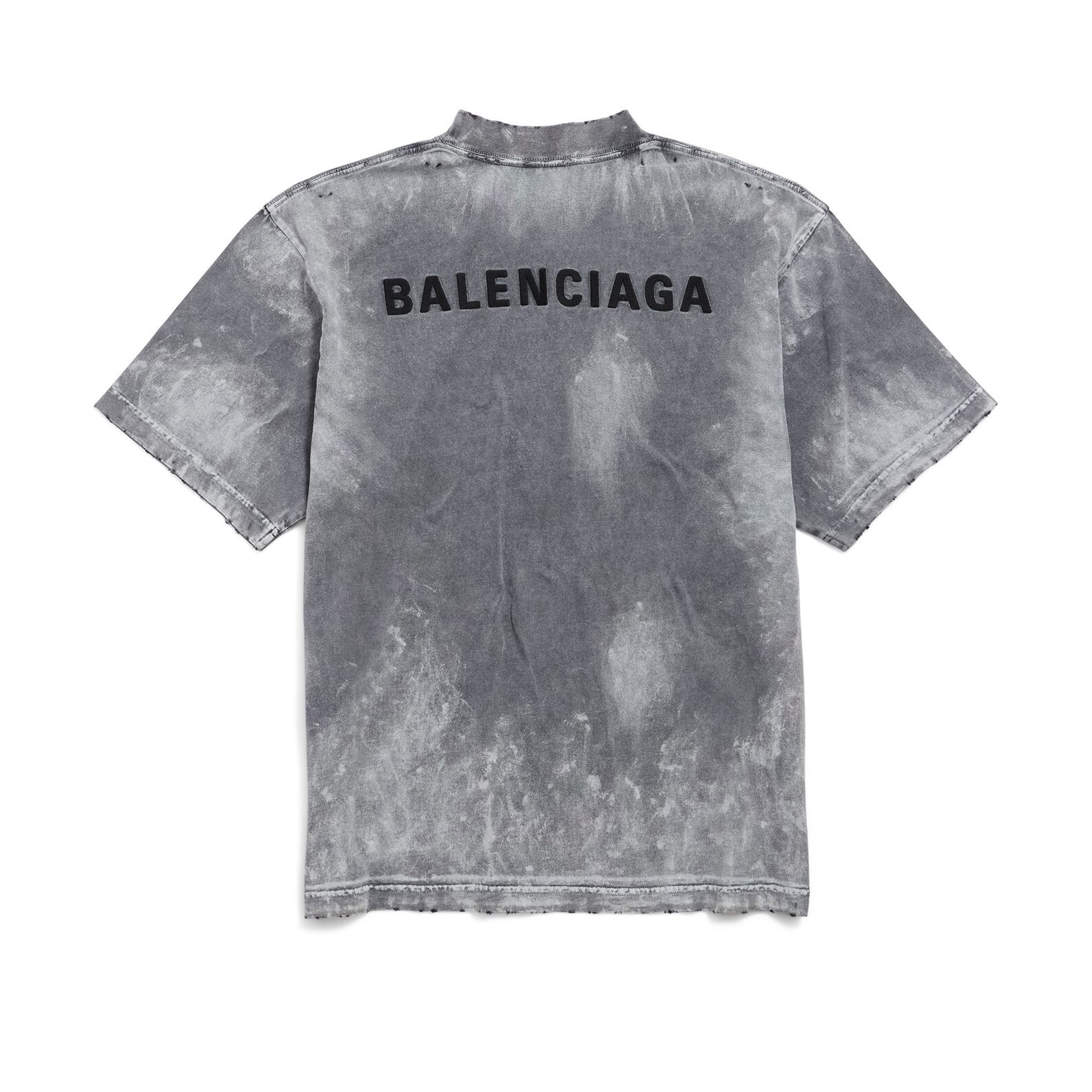 NIGO Balenciaga  Men's Summer Back Grey Painted Vintage Plain Knit Medium Fit Tee Fashion High Street Trend Hip Hop Round Neck Short Sleeve Top #nigo81223
