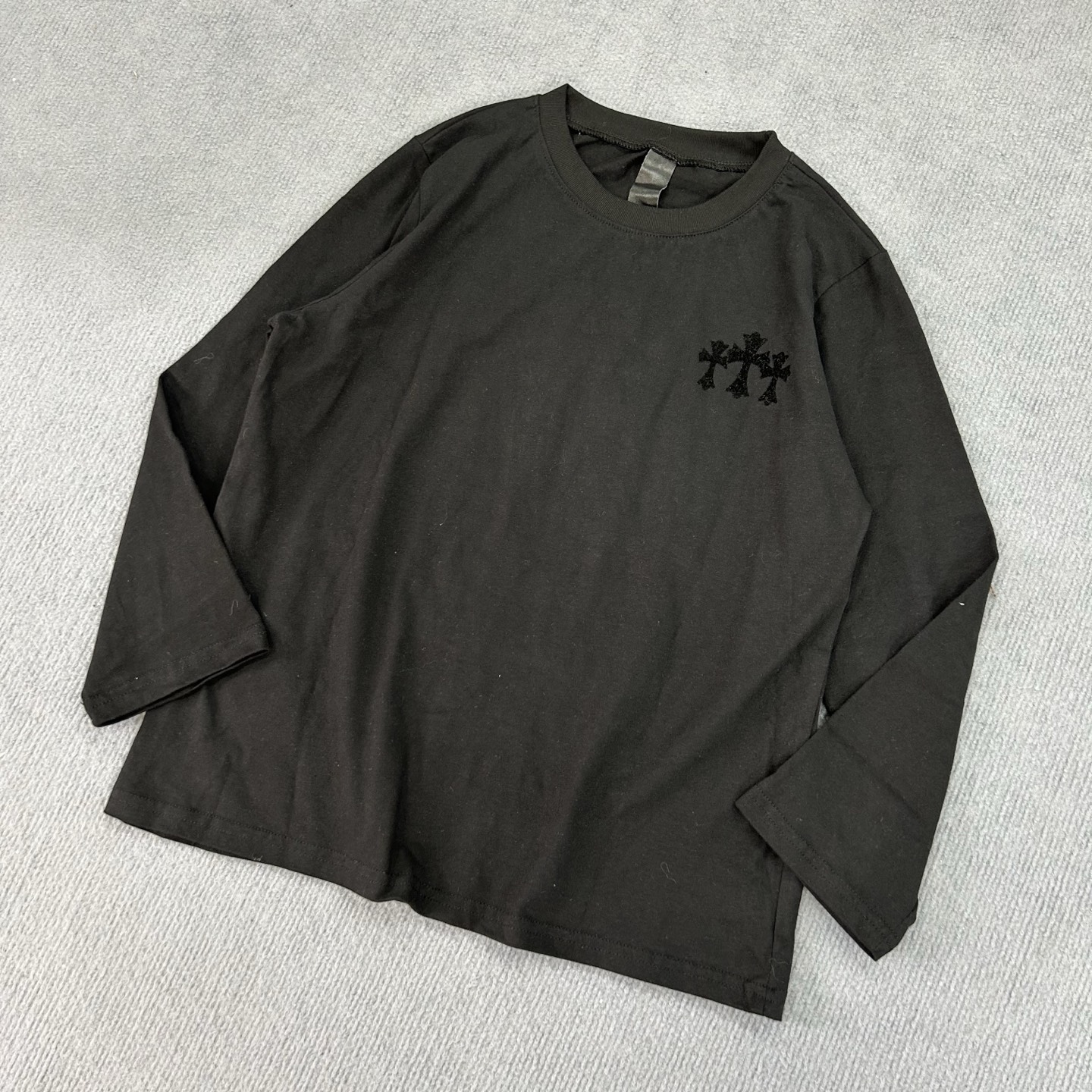 NIGO Chrome Hearts Women's Summer Solid Color Letter Print Round Neck Cotton Long Sleeve T-Shirt #nigo76587