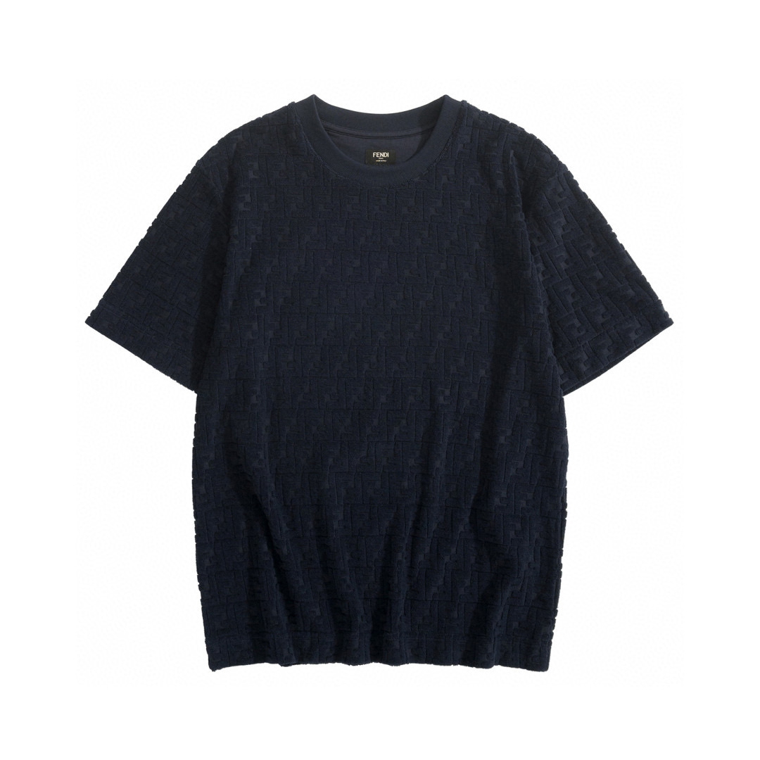 NIGO Fendi Men's Summer Solid Color FF Jacquard Printed Round Neck Short Sleeve T-Shirt Casual Lace-Up Shorts Suit Set #nigo76573