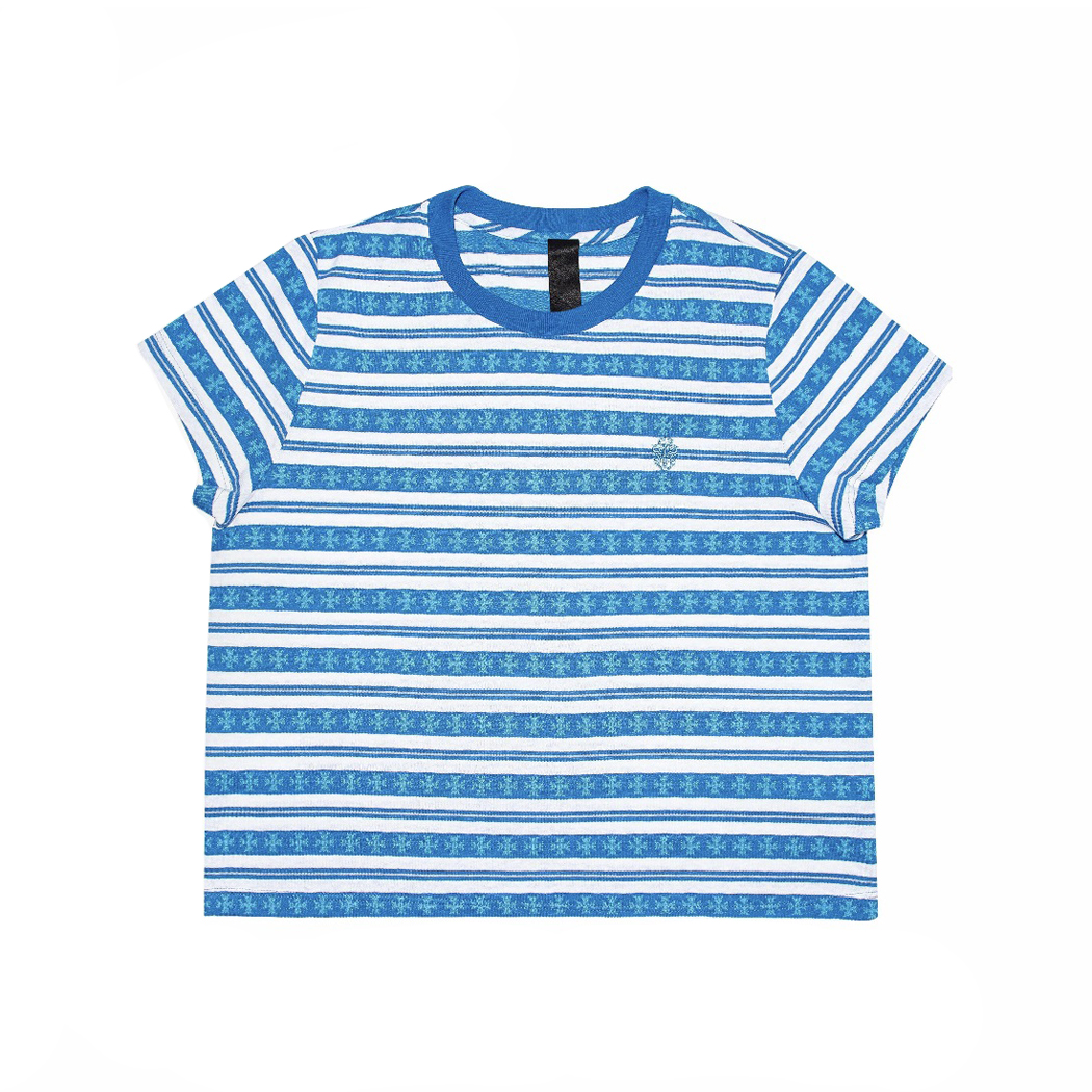 NIGO Chrome Hearts Women's Summer Striped Jacquard Sword Embroidery Round Neck Short Sleeve T-Shirt #nigo76585