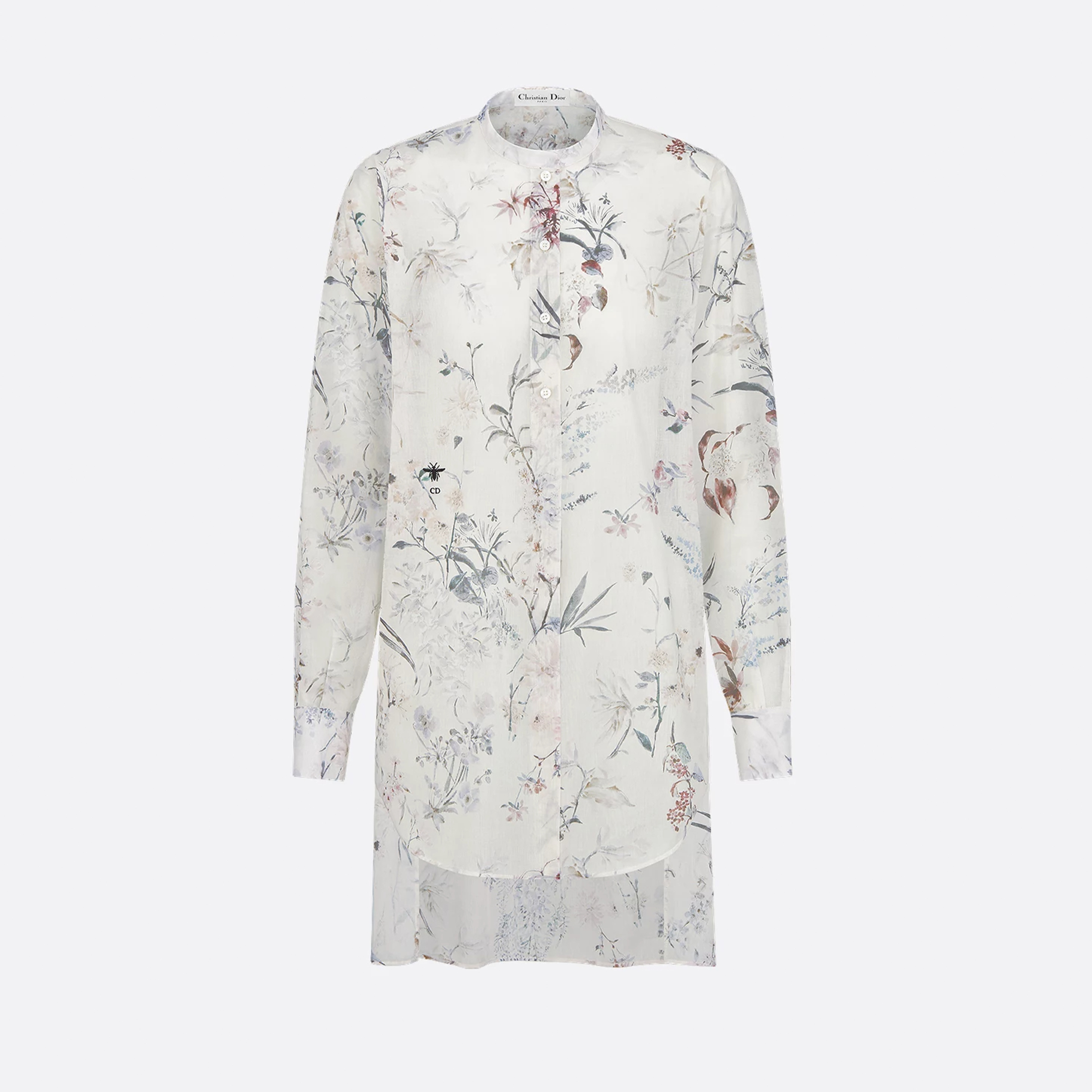 NIGO Dior Women's Summer  White Cotton Multicolour Millefiori Patterned Long Shirt Flared Half Skirt Set Fashionable Elegant Simple Suit Ngvp  #nigo1573