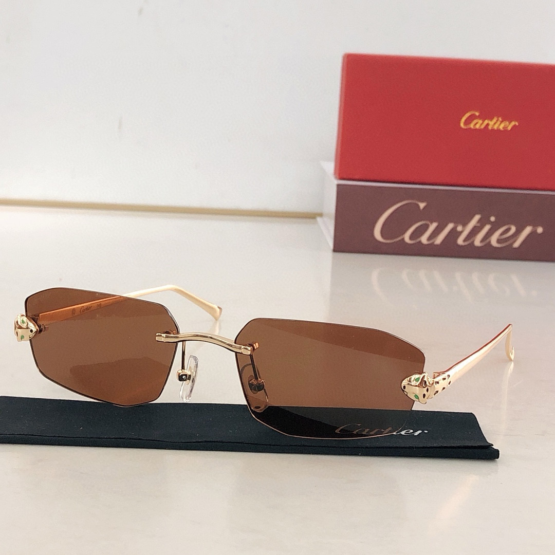 NIGO Cartier PANTHÈRE DE CARTIER Men's and Women's Solid Colour Lens Legs Logo Styling Irregular Shape Sunglasses Eyeglasses Glasses #nigo76612