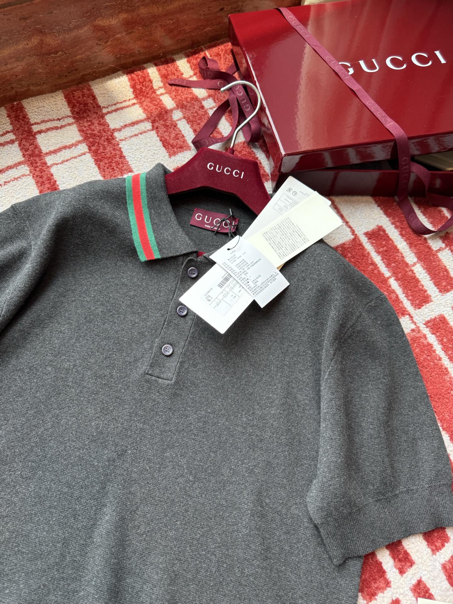 NIGO Gucci Men's Spring Summer Collar Stripe Printed Solid Colour Cotton Short Sleeve Polo Neck T-Shirt #nigo76618