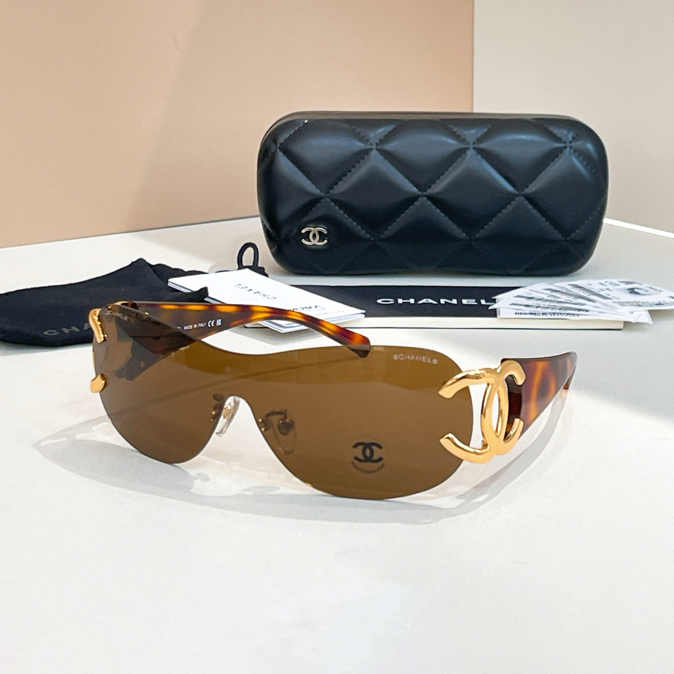 NIGO Chanel Women's Solid Colour Mirror Legs GG Logo Rimless Irregular Shape Sunglasses Eyeglasses Glasses #nigo76623