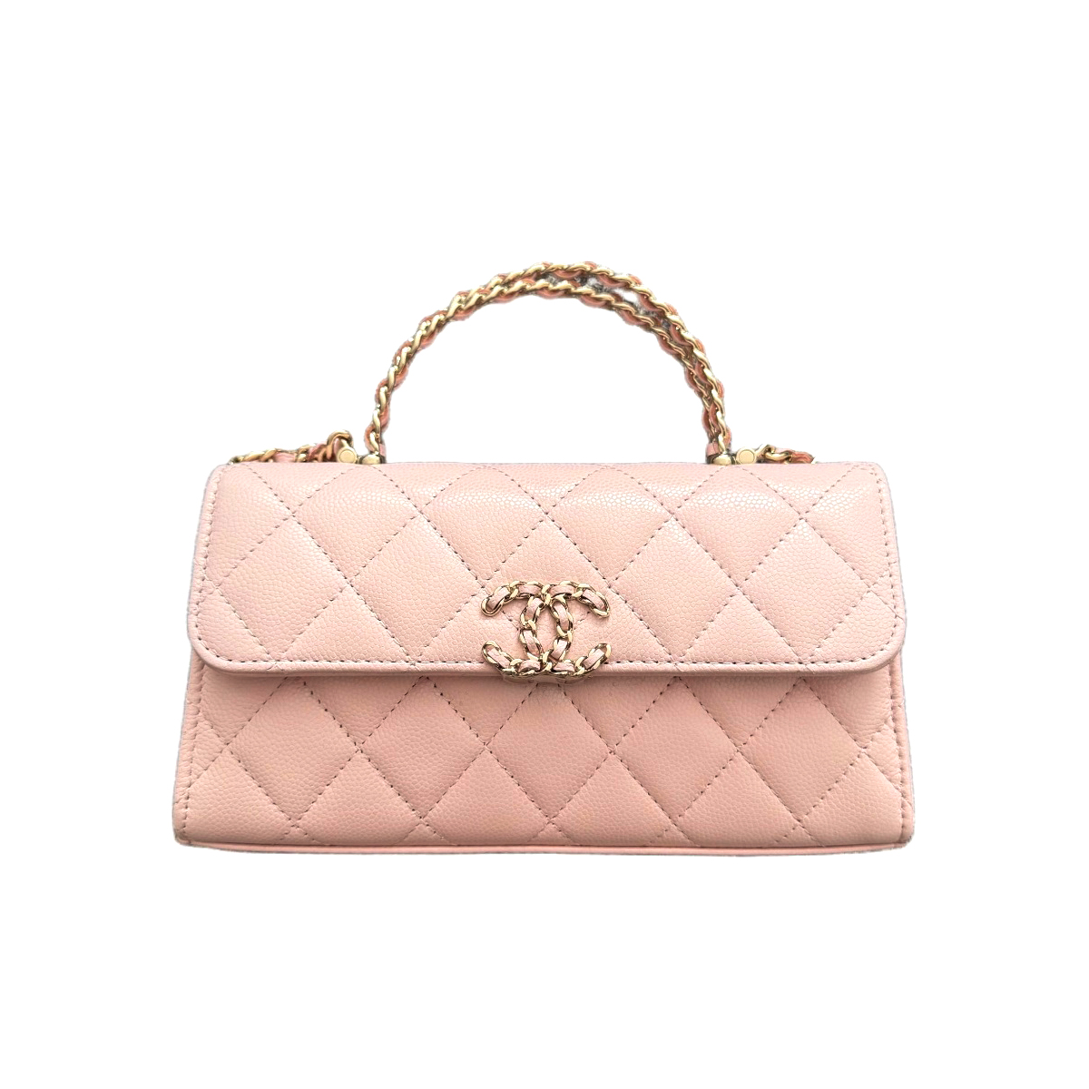 NIGO Chanel Women's Gold Metal Chain Grain Embossed Pure Colour Glossy Calfskin Shoulder Crossbody Handbag Bag Bags #nigo76647