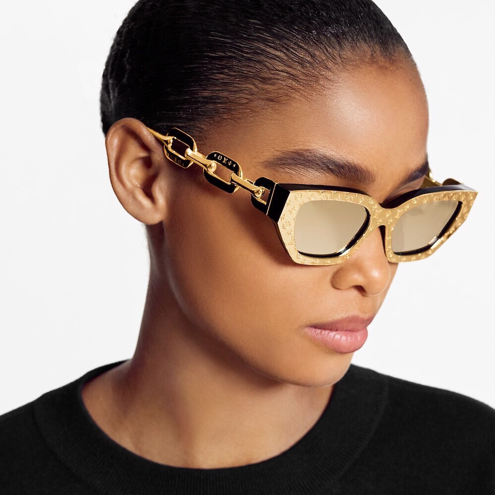 NIGO Louis Vuitton Women's Lens Legs Gold Hollow Out Design Irregular Shape Sunglasses Eyeglasses Glasses #nigo74943