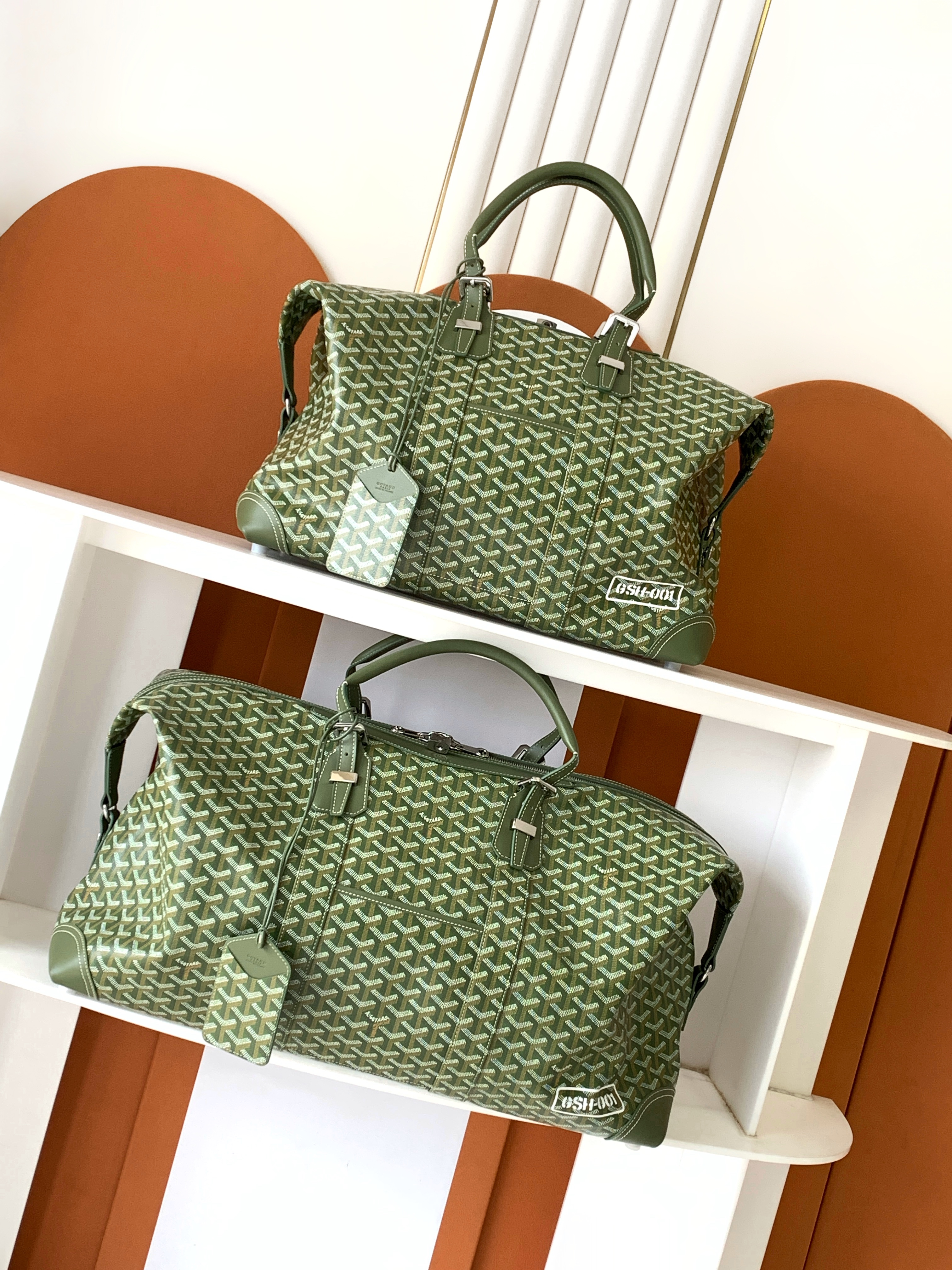 NIGO GOYARD Boston Men's And Women's Old Flower Full Print Canvas Collocation Cowhide Shoulder Cross Handbag Travel Bag Bags #nigo76641