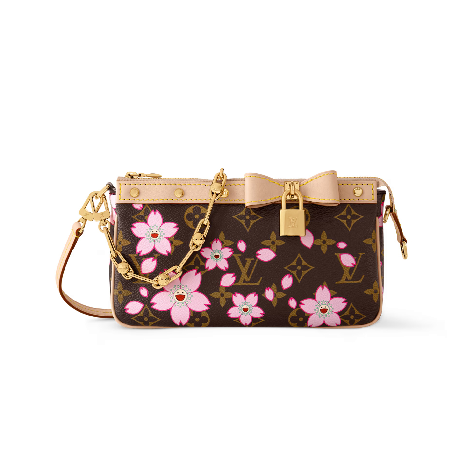 NIGO Louis Vuitton LV x TM POCHETTE ACCESSOIRES Women's Detachable Chain Letter Print Coated Canvas Quilted Leather Shoulder Handbag Bag Bags #nigo76639