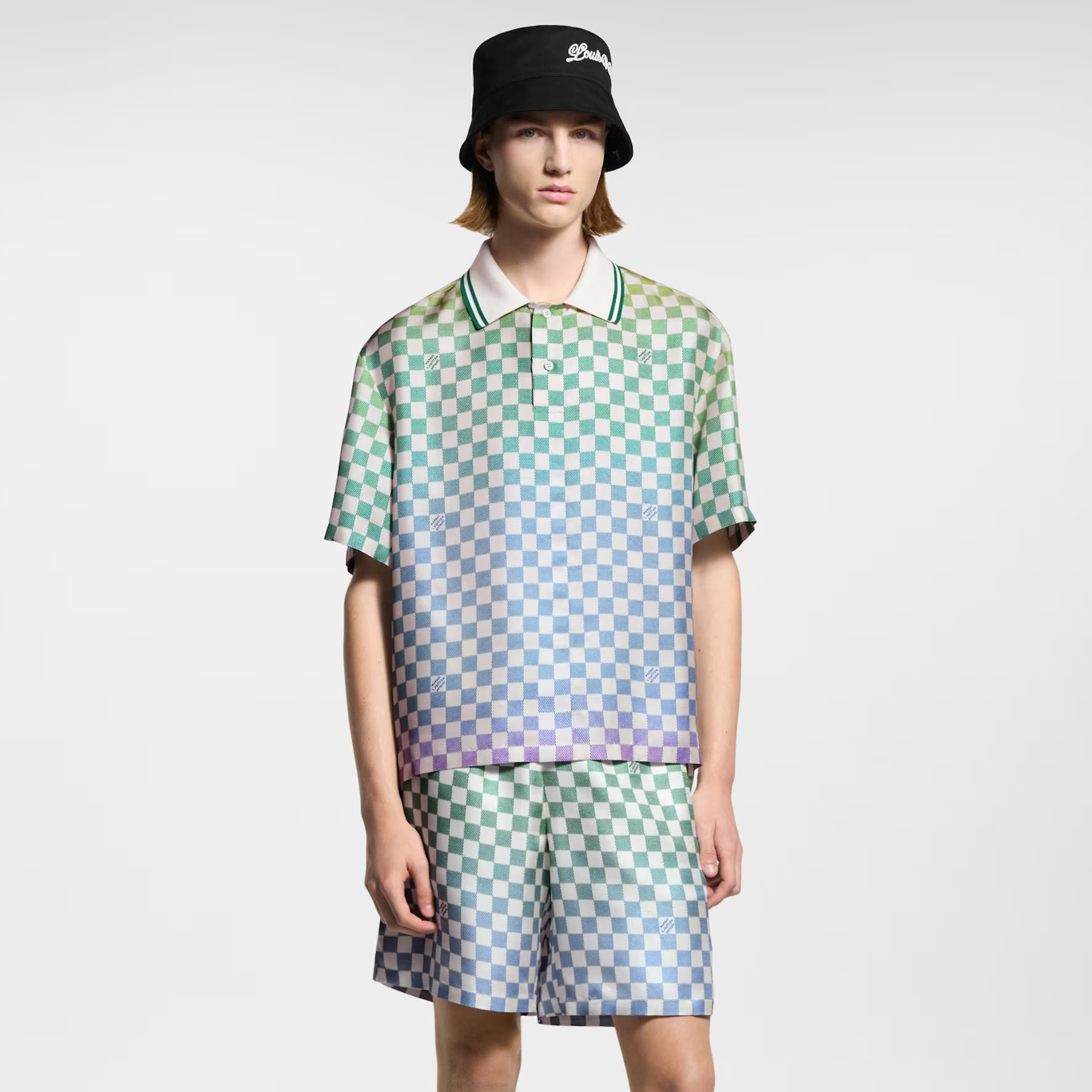NIGO Louis Vuitton Men's Summer Colourful Letter Print Single Breasted Short Sleeve Shirt Casual Shorts Suit Set #nigo76632