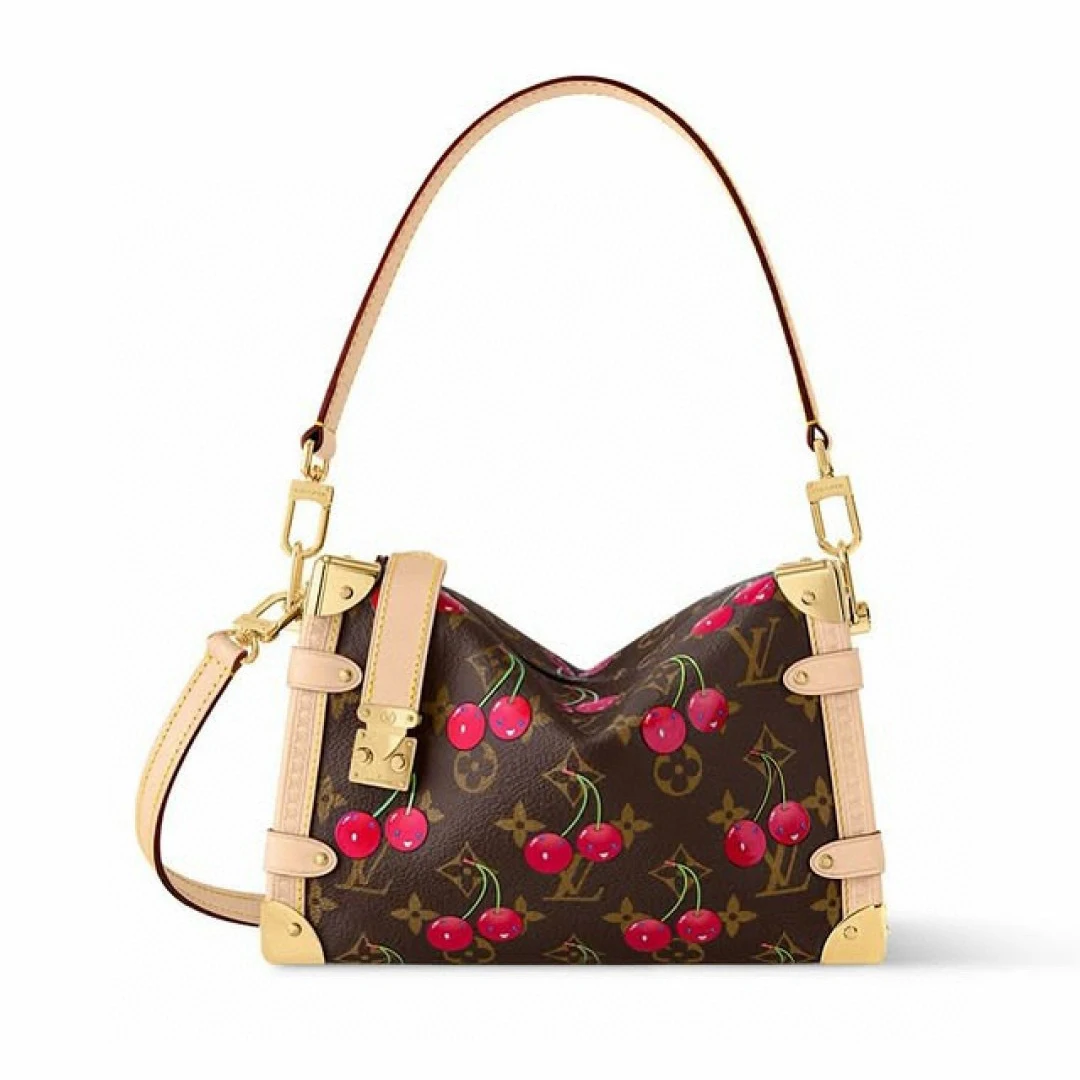 L Women's SIDE TRUNK Cherry Leather Tote Casual Solid Color Shoulder Crossbody Bag M14278