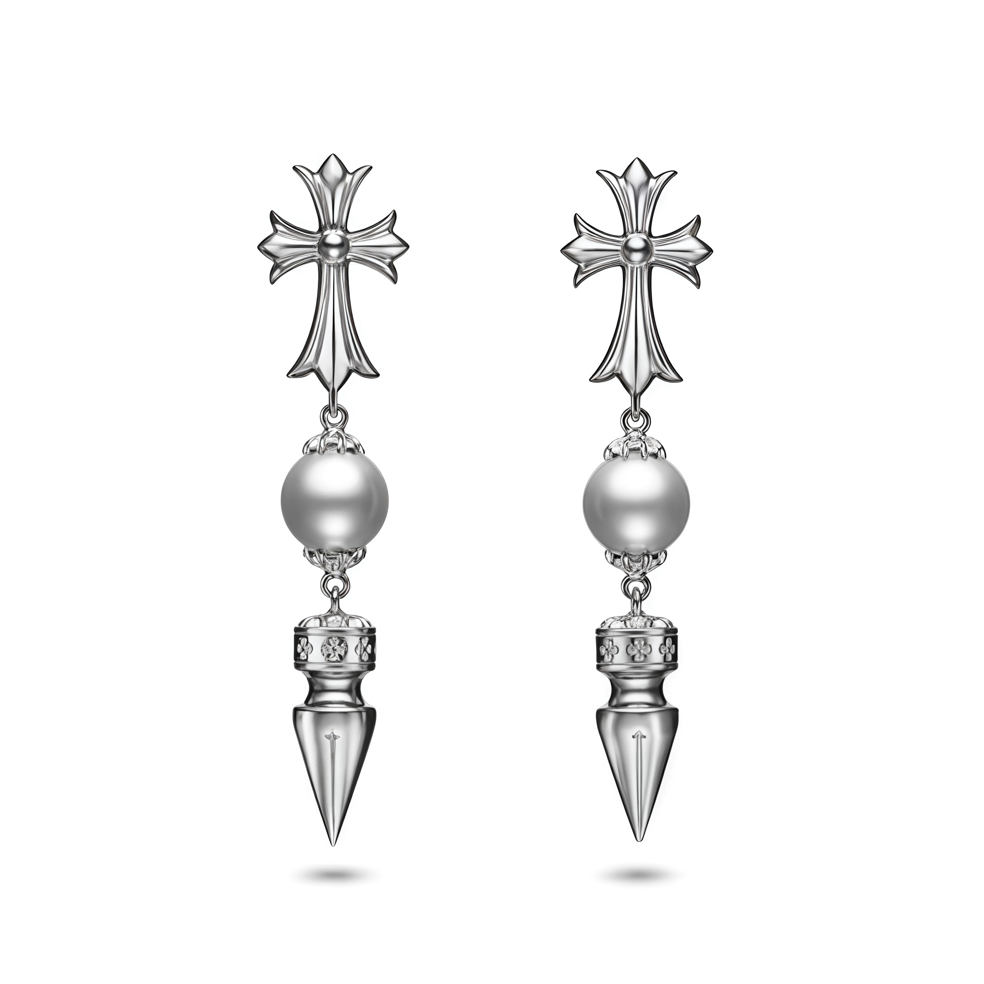 NIGO Chrome Hearts Men's and Women's Solid Color Cross Bullet Tassel Earrings Jewelry Accessories #nigo76642