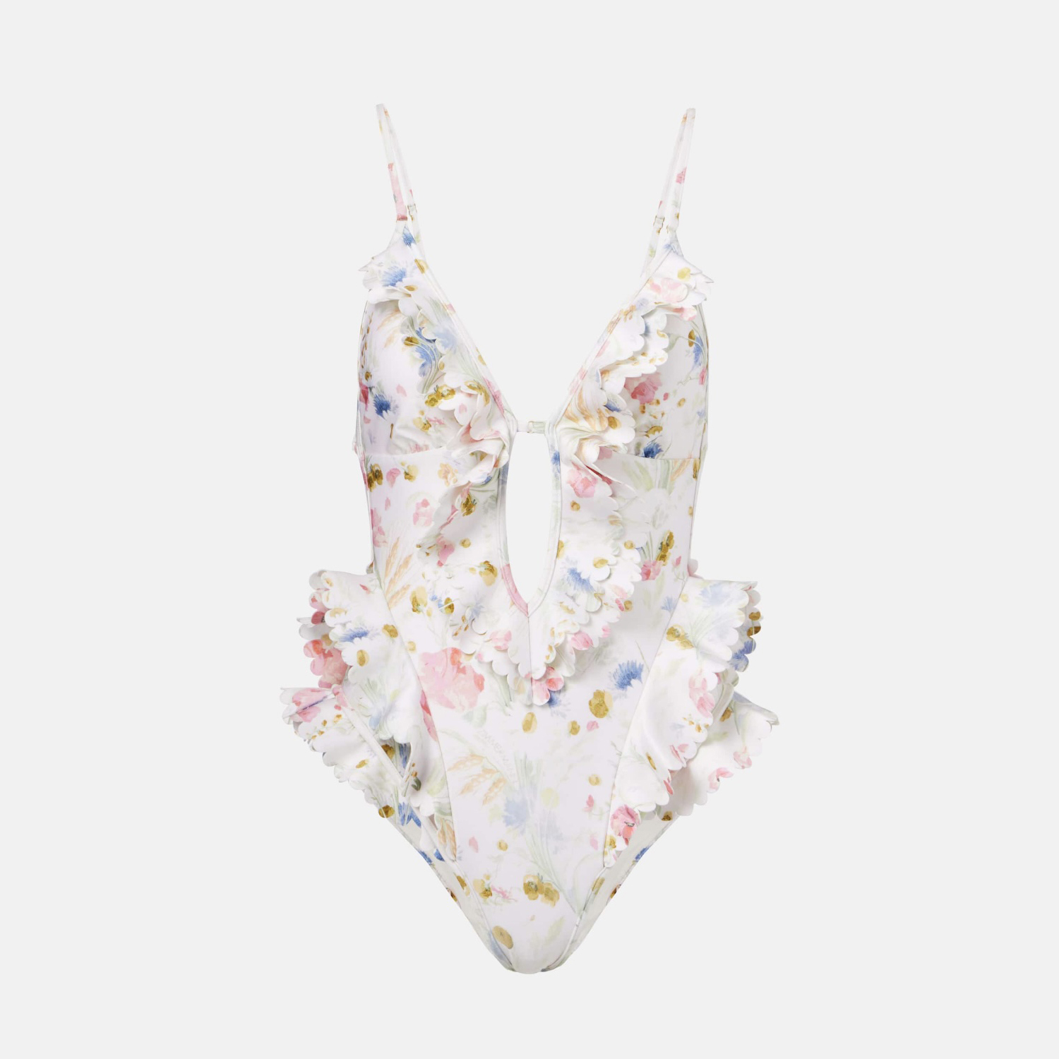 NIGO Zimmermann Women's Summer Floral Printed Ruffle Backless One-piece Swimsuit #nigo76667