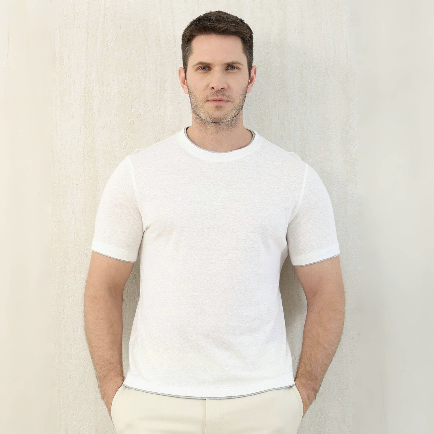 NIGO Brunello Cucinelli Men's Summer Solid Color Round Neck Cotton Short Sleeve T-Shirt #nigo76657