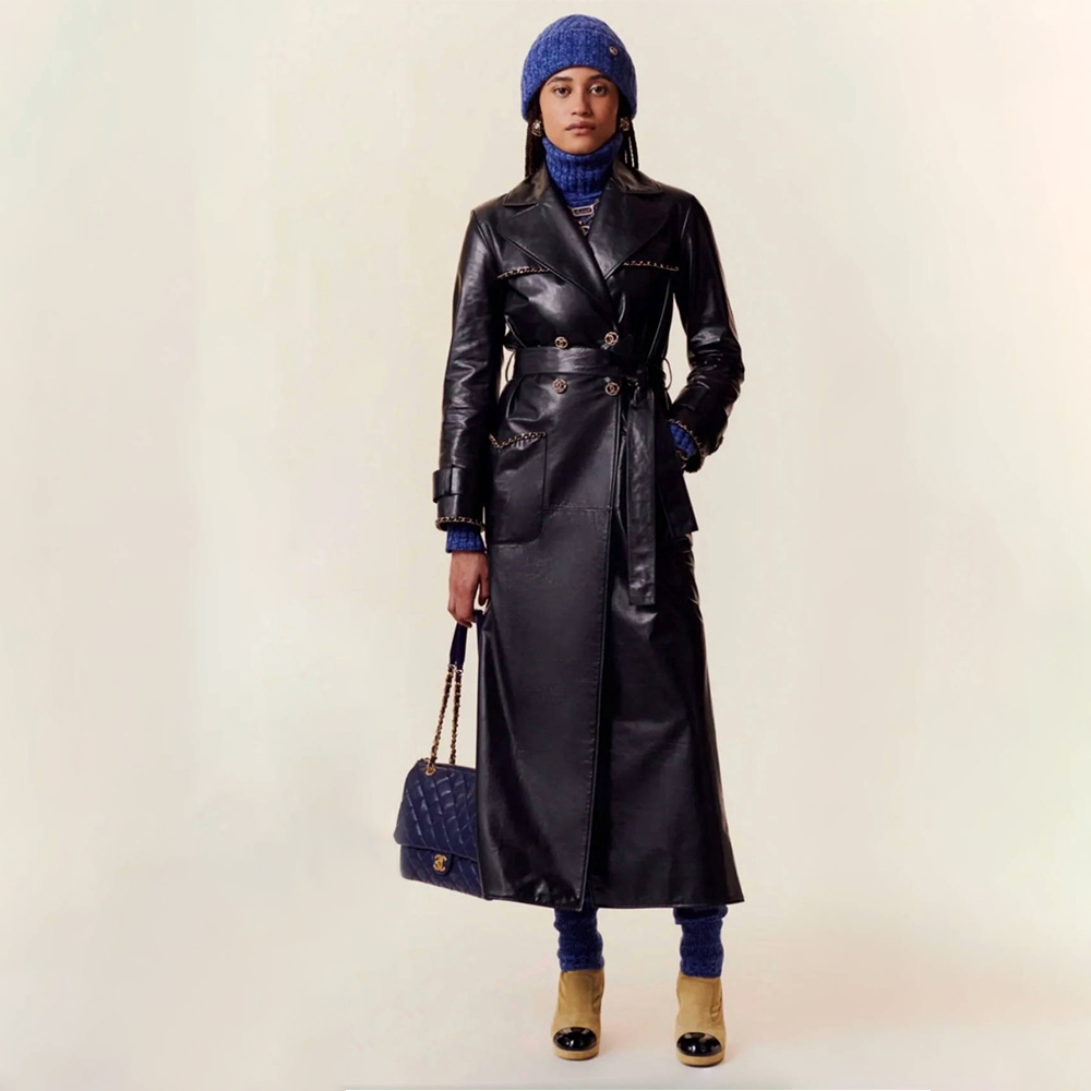 NIGO Chanel Women's Spring, Autumn And Winter Double-Breasted Solid Color Lace-Up Lapel Long Sheepskin Jacket Ngvp #nigo1534