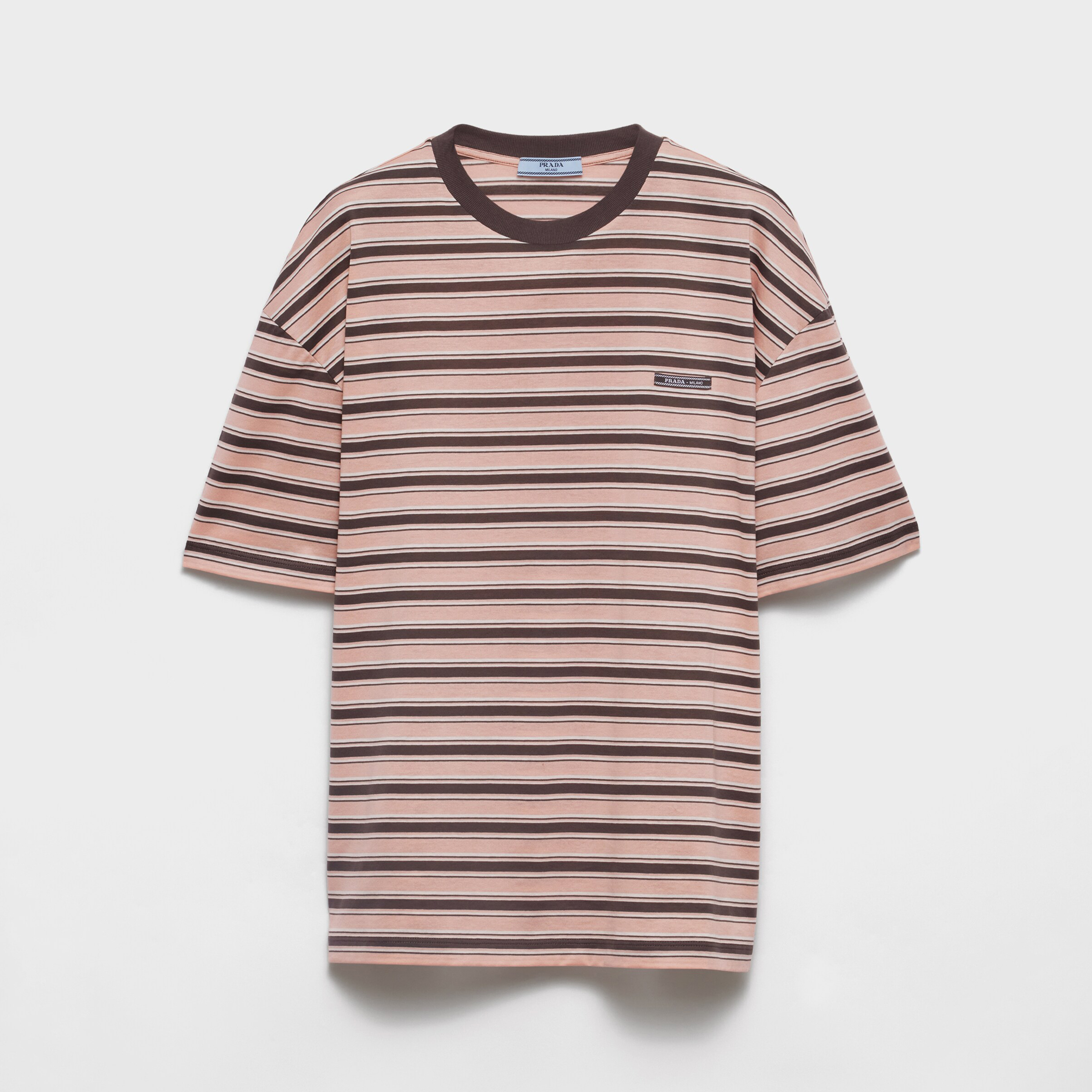 NIGO Prada Women's Summer Colour Block Stripe Print Round Neck Cotton Short Sleeve T-Shirt #nigo76677