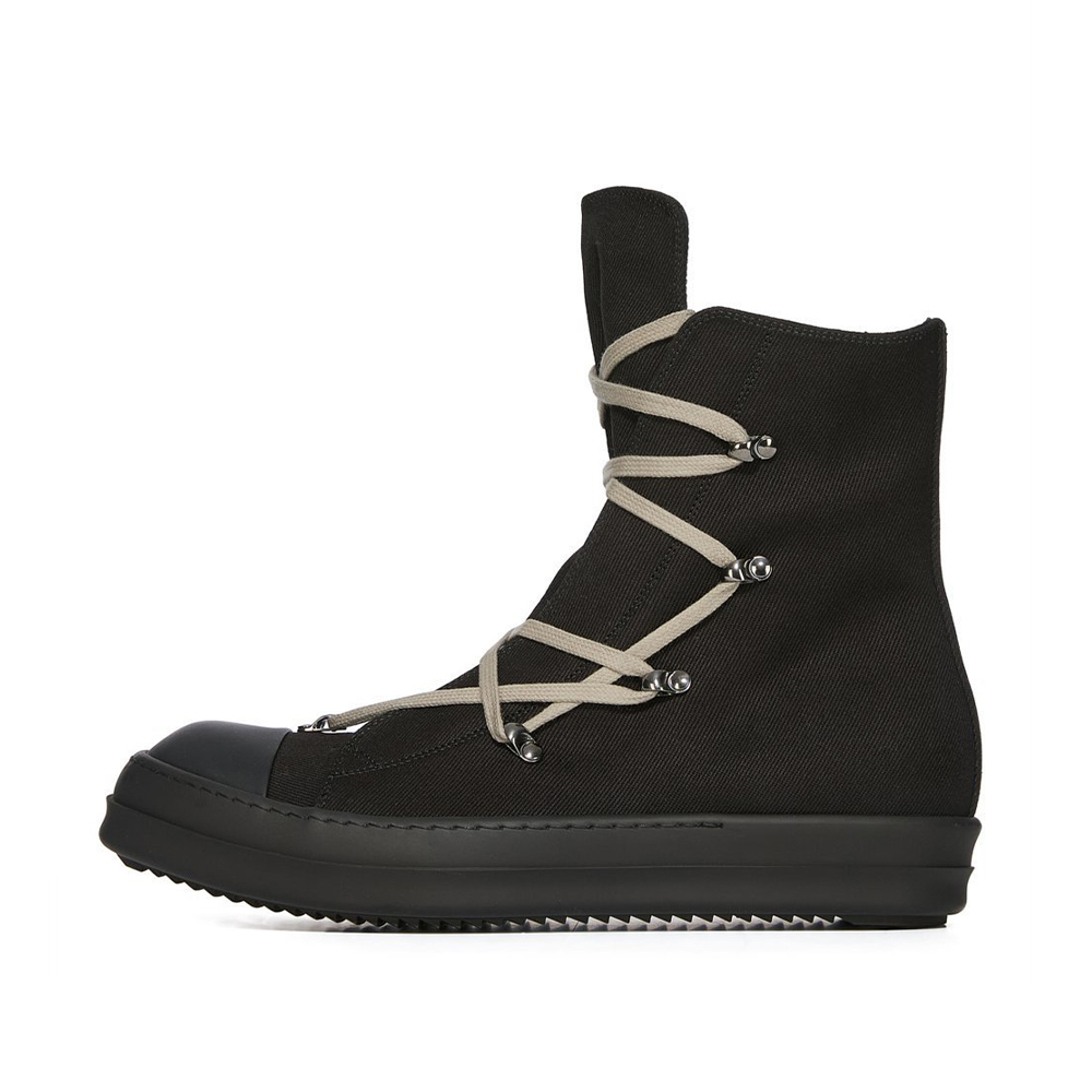 NIGO Rick Owens Men's Autumn And Winter Pentagram Round Toe Zipper Solid Color High Top Canvas Shoes Casual Shoes Ngvp #nigo1535