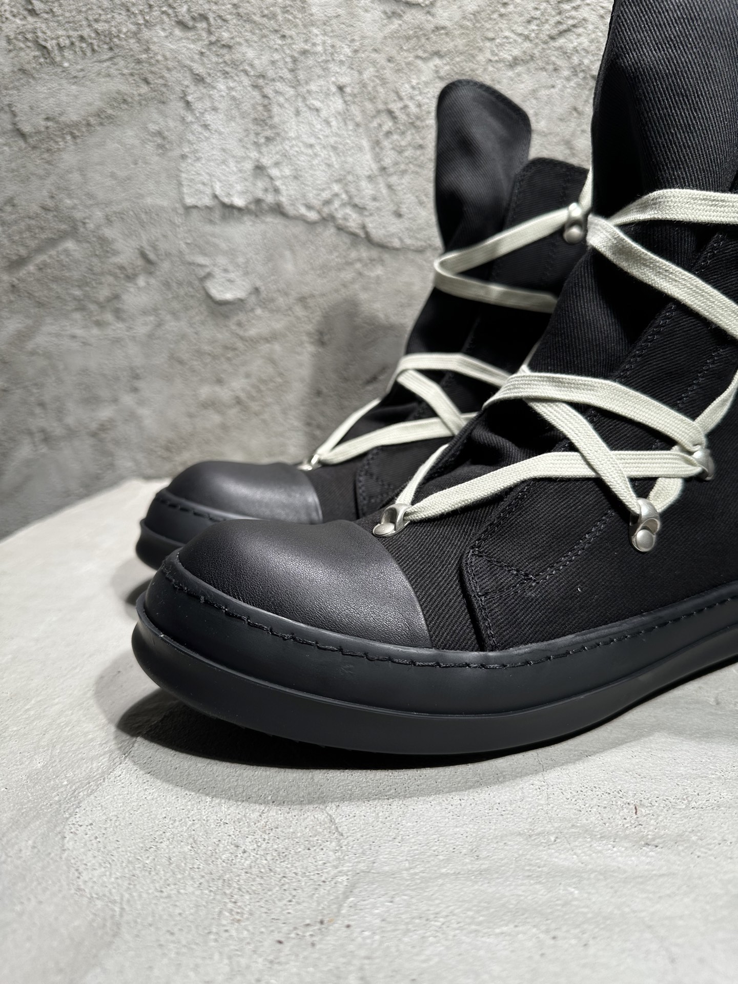 NIGO Rick Owens Men's Autumn And Winter Pentagram Round Toe Zipper Solid Color High Top Canvas Shoes Casual Shoes Ngvp #nigo1535