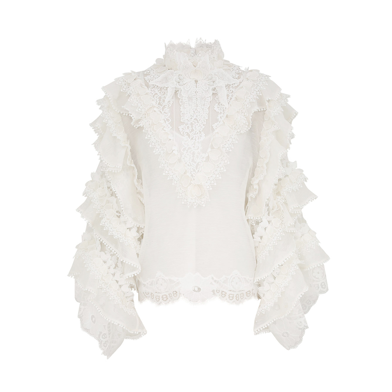 NIGO Zimmermann Women's Summer Heart Trim Standing Collar Long Sleeve Shirt Set #nigo76675