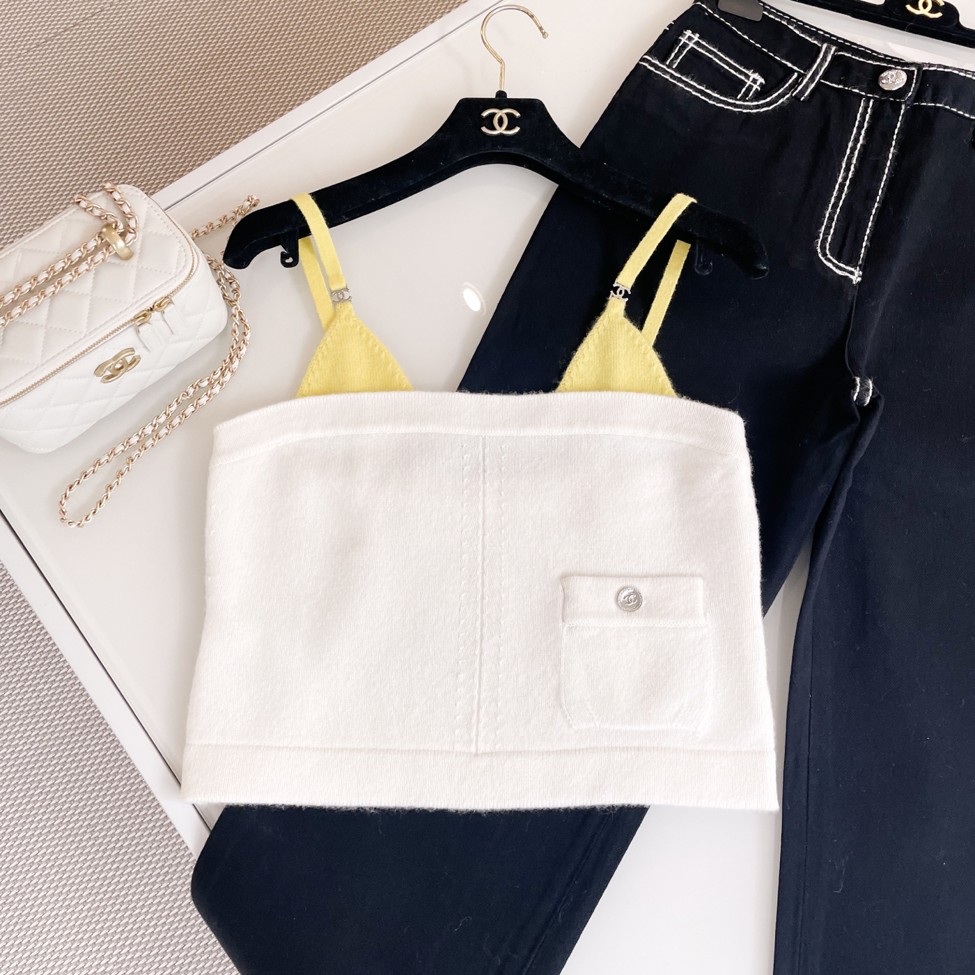 NIGO Chanel Women's Spring And Autumn Logo Colorblocking Knit Top Fashion Camisole #nigo76687