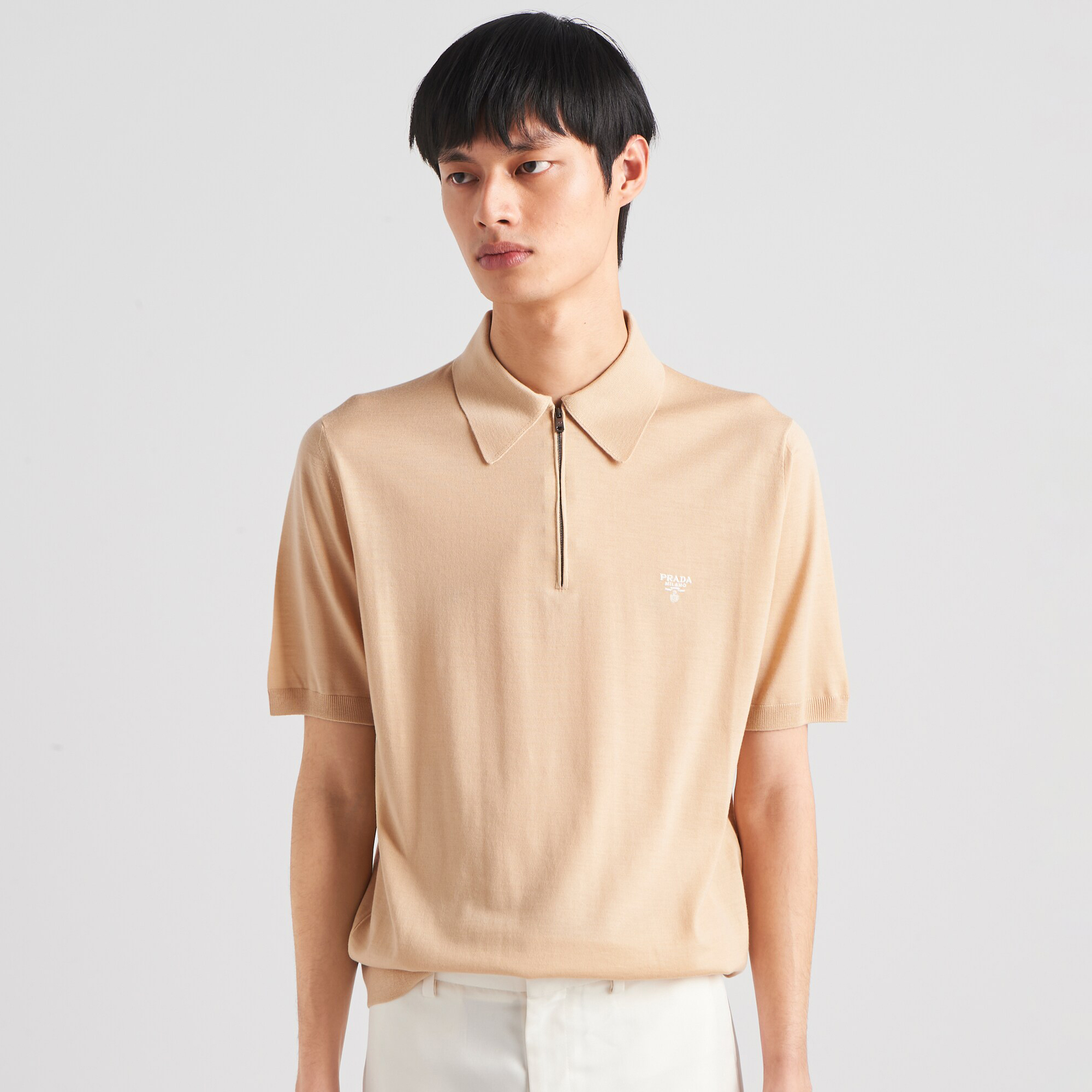 NIGO Prada Men's Summer Solid Colour Zip Polo Neck Polyester Lapel Short Sleeve T-Shirt #nigo76682