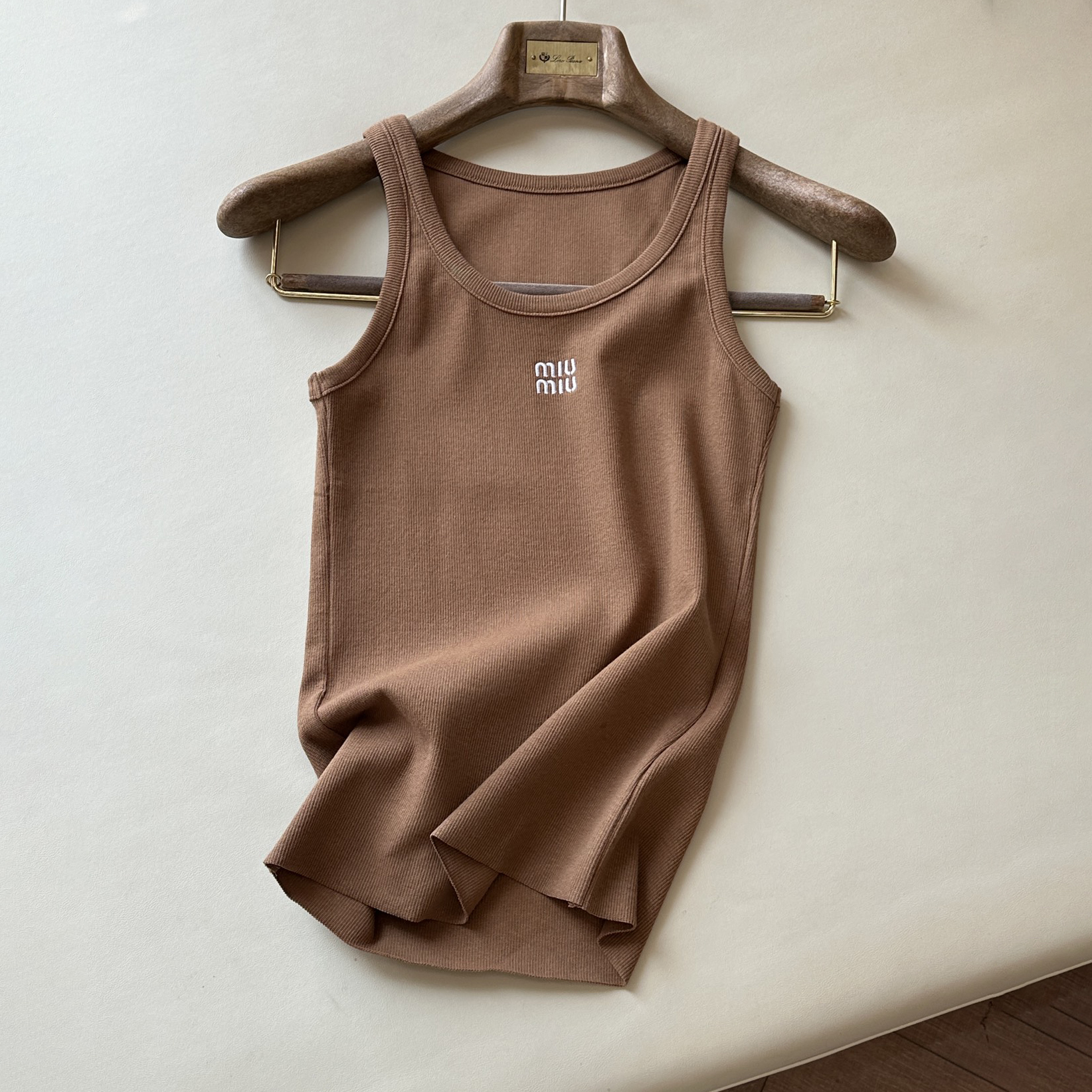 NIGO MiuMiu Women's Summer Solid Color Letter Print Round Neck Sleeveless Tank Top Vest #nigo76684