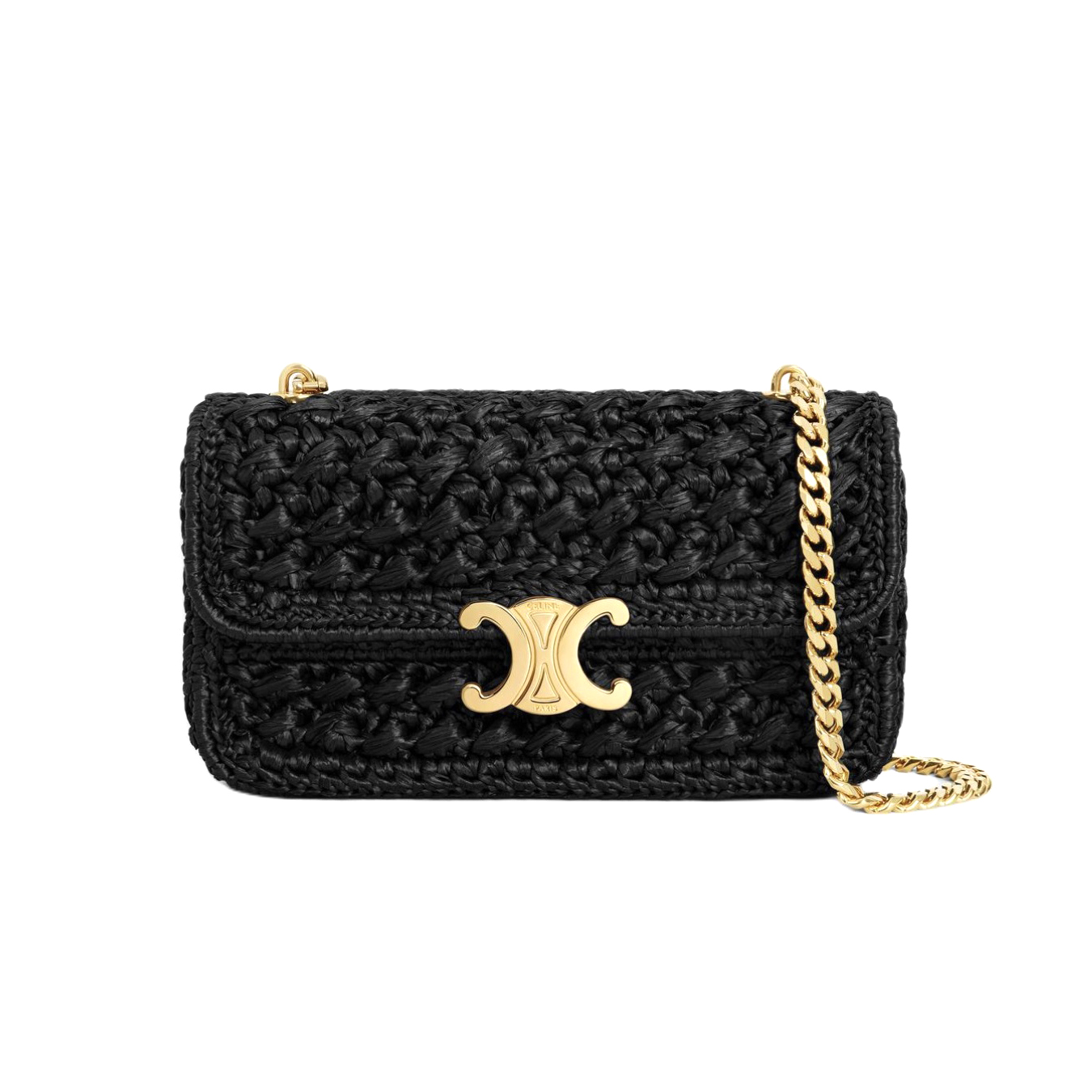 NIGO Celine TRIOMPHE Women's Monogrammed Gold Buckle Raffia Woven Solid Color Crossbody Shoulder Bag Bags #nigo76673
