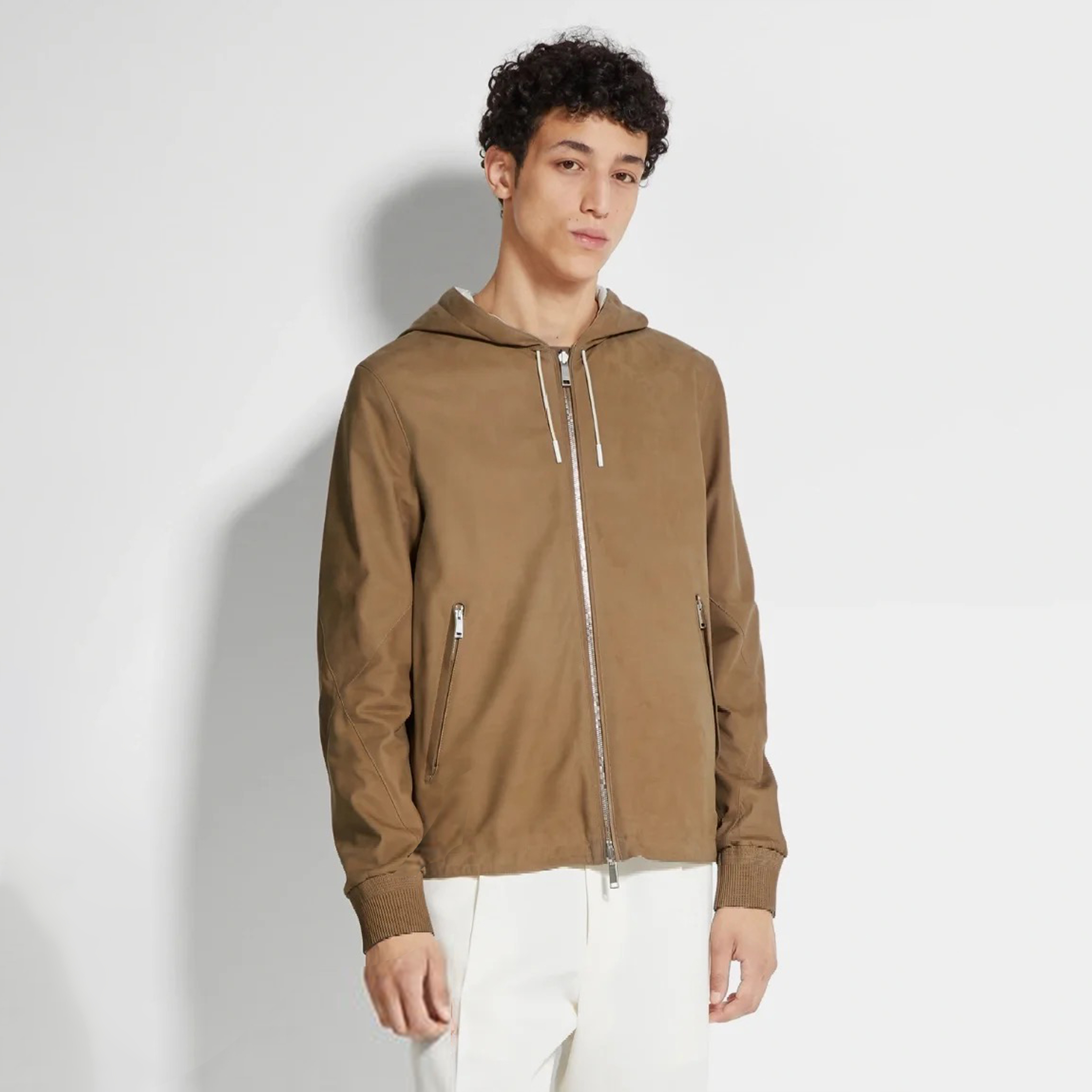 NIGO Ermenegildo Zegna Men's Spring And Autumn Reversible Leather Coat Zip Hooded Jacket Pure Colour Temperament Comfortable Leather Jacket Ngvp #nigo1592