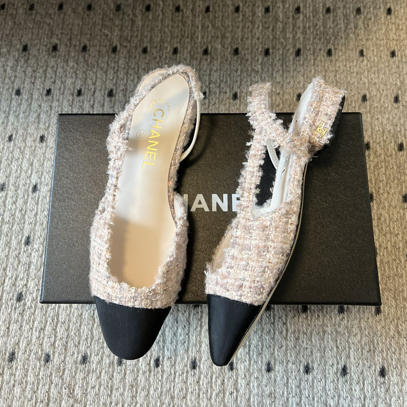 NIGO Chanel Women's Spring Summer Solid Colour Tweed Round Toe Ballet Sandal Shoes #nigo76699