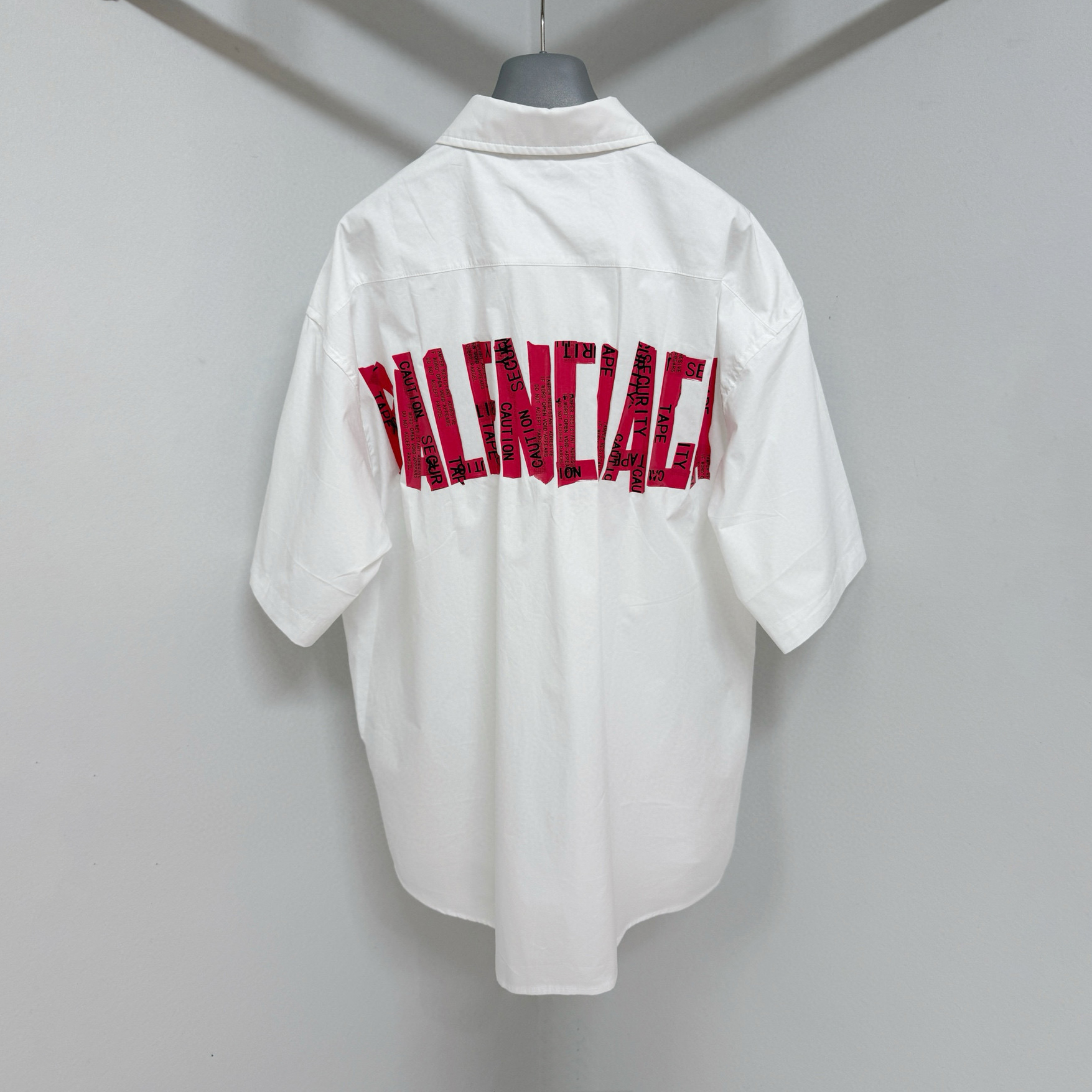 NIGO Balenciaga Men's Summer Solid Tape Letter Print Single Breasted Short Sleeve Shirt #nigo76698