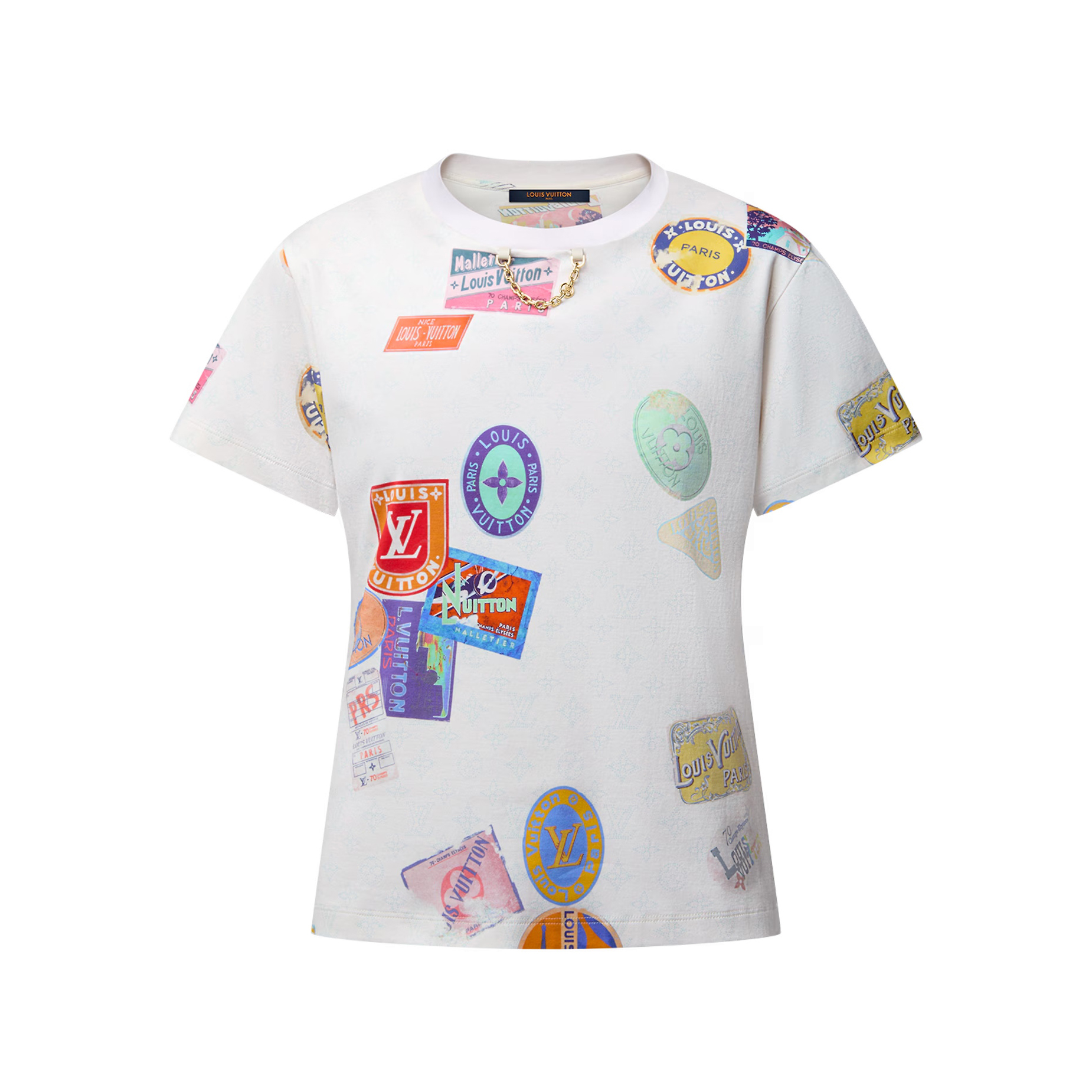 NIGO Louis Vuitton Women's Summer Flight Stamp Print Crew Neck Cotton Short Sleeve T-Shirt #nigo76695