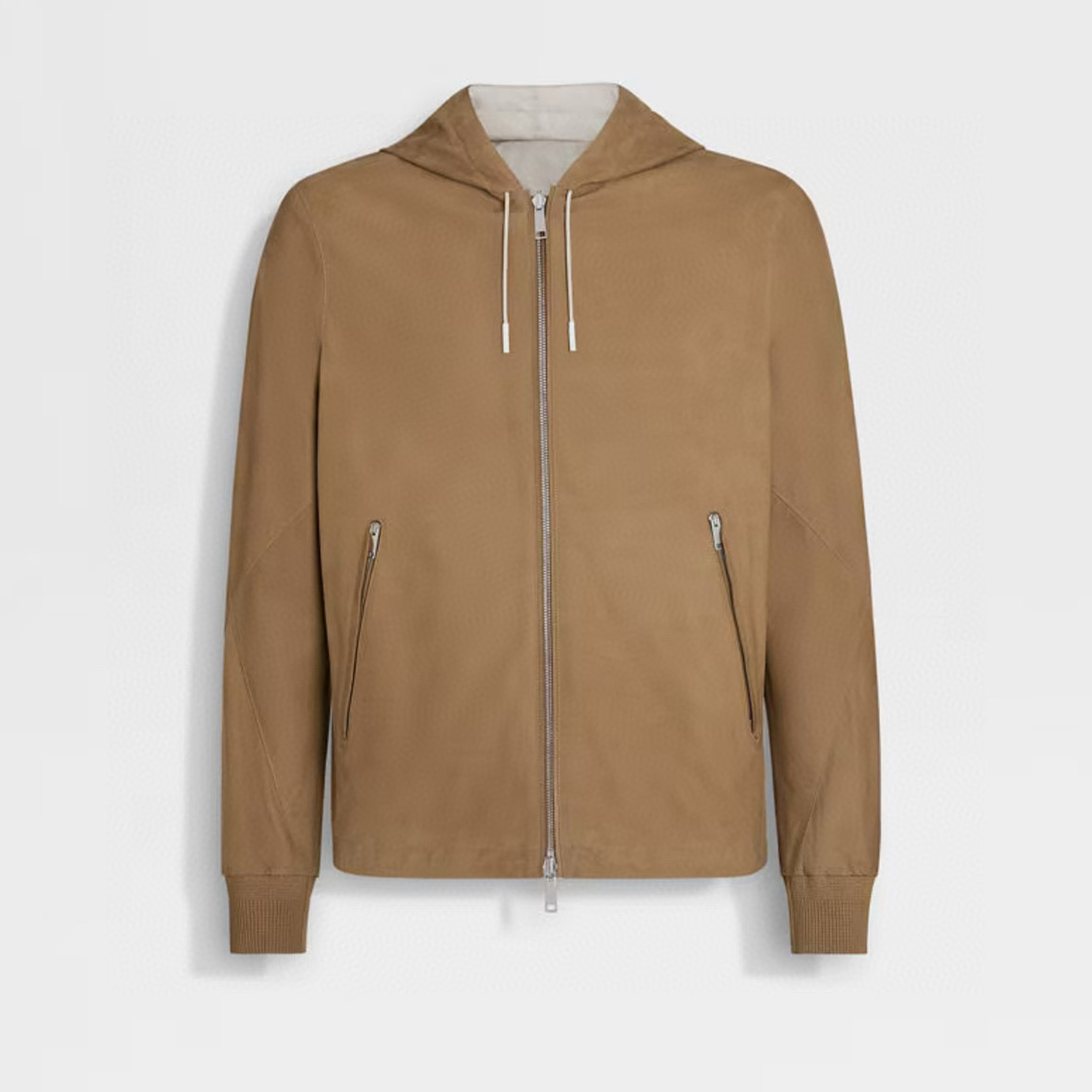 NIGO Ermenegildo Zegna Men's Spring And Autumn Reversible Leather Coat Zip Hooded Jacket Pure Colour Temperament Comfortable Leather Jacket Ngvp #nigo1592